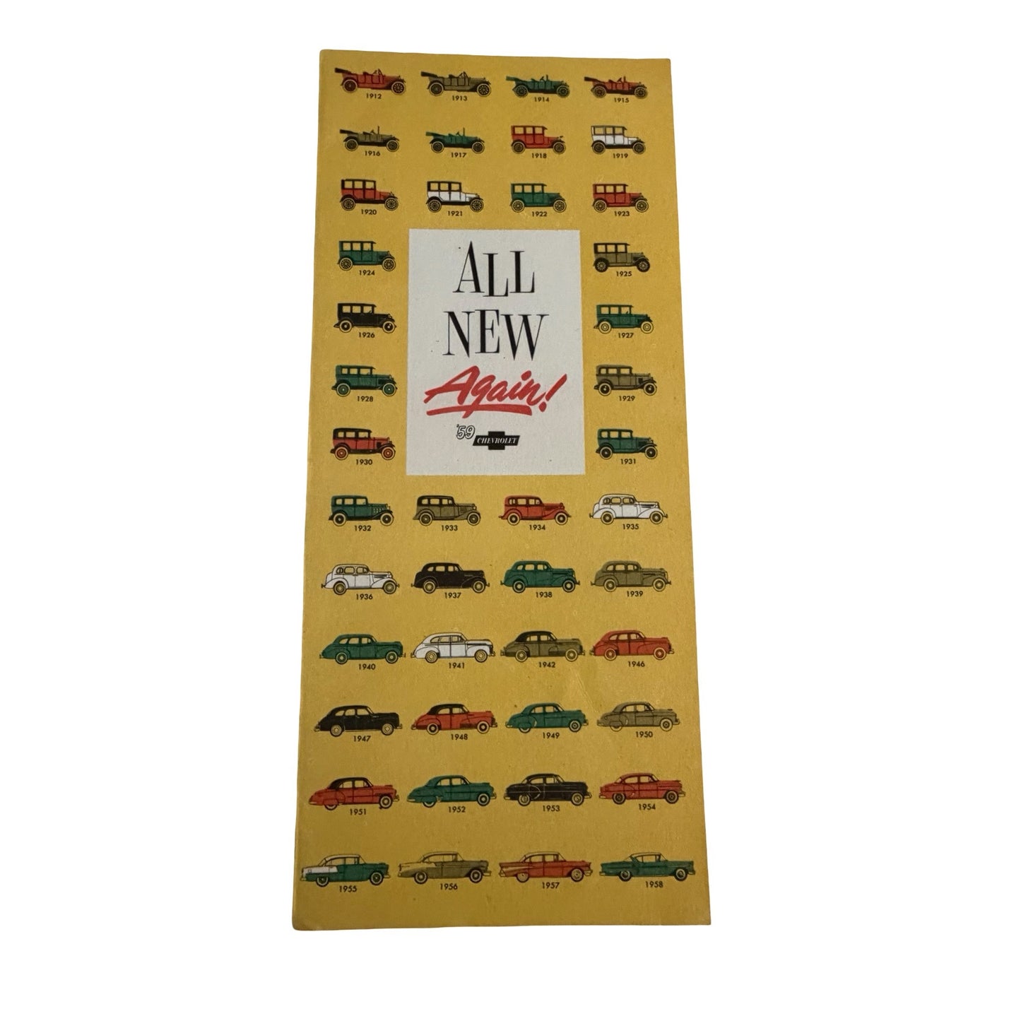 Vintage 1959 Chevrolet "All New Again!" Advertising Brochure Panel Car Timeline Ephemera