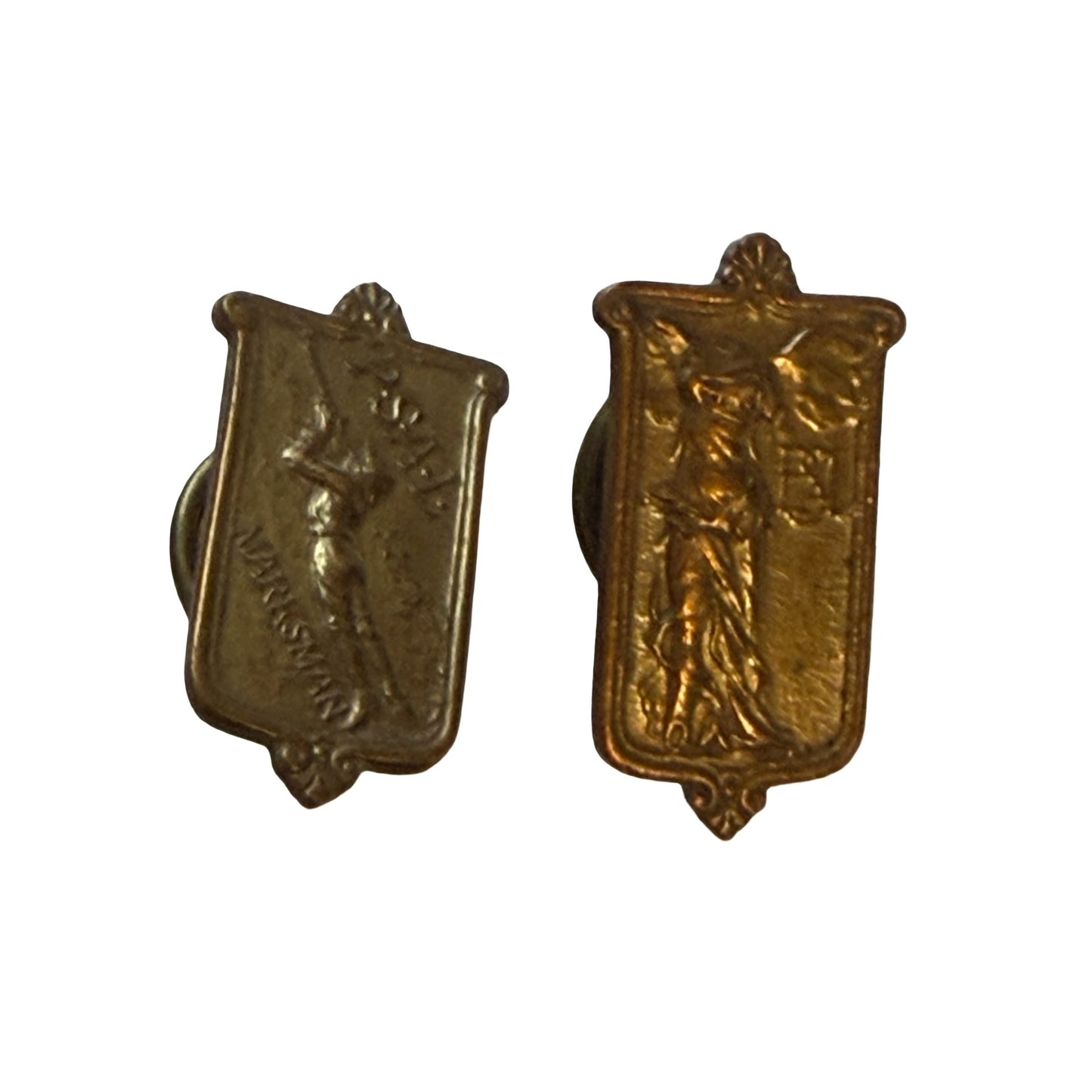 Vintage PSAL Marksman Winged Victory Brass Lapel Pins Lot of 2 Wallace Co