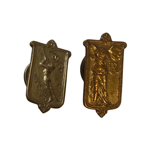 Vintage PSAL Marksman Winged Victory Brass Lapel Pins Lot of 2 Wallace Co