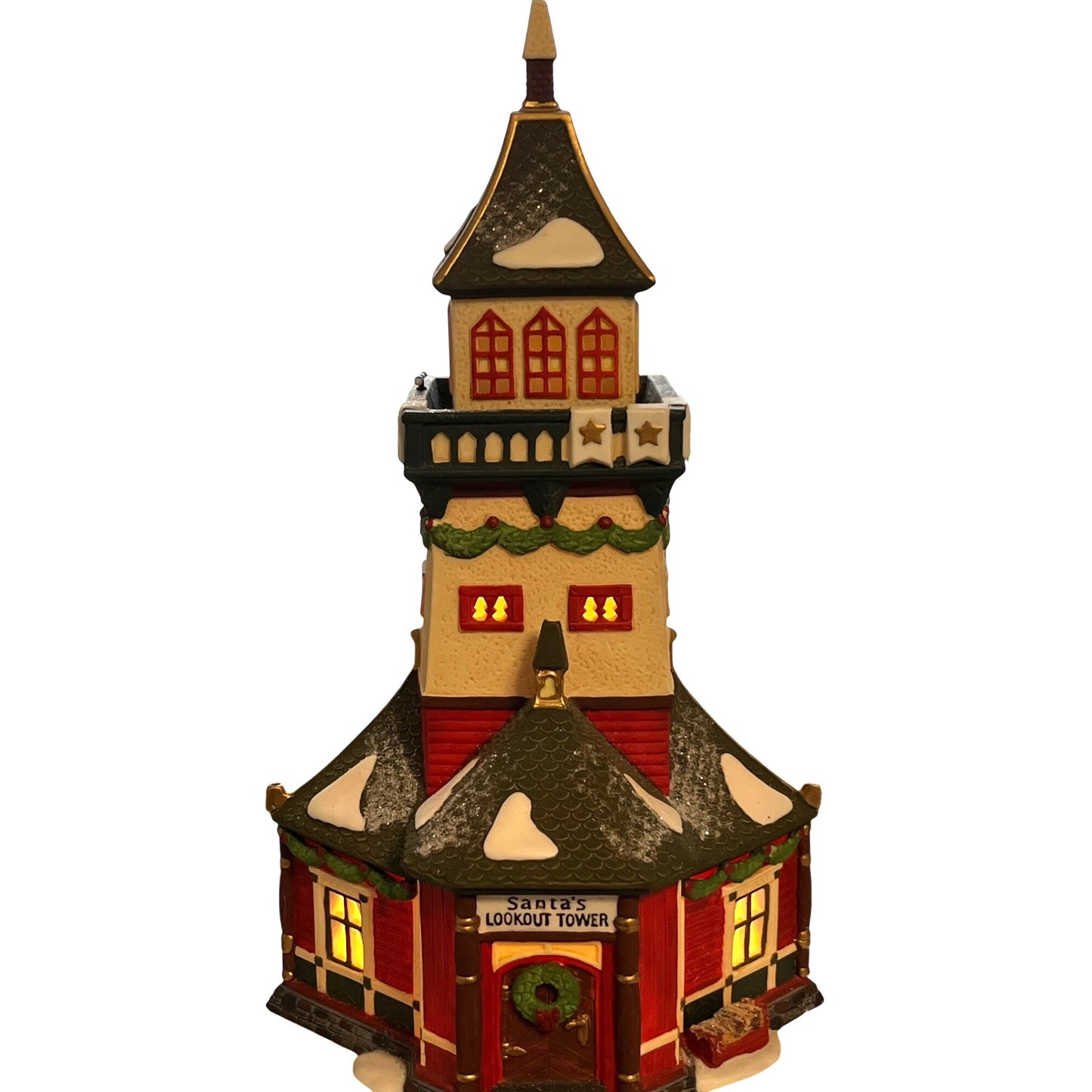 Vintage Santa’s Lookout Tower Lighted Christmas Village House Taiwan 11x6x5