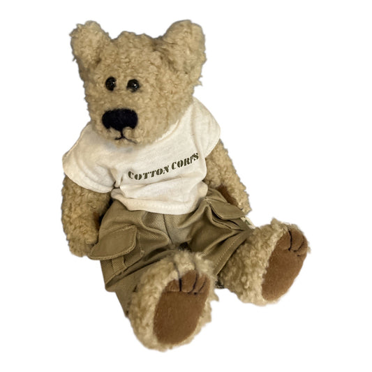 Geo Pals Cotton Corps Teddy Bear – 9” Plush – Khaki Pants & T-Shirt – Vintage 1990s
