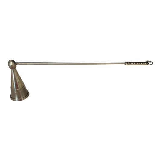 Silver Tone Metal Candle Snuffer – Long Handle, Rotating Bell, Tapered Cone – Vintage