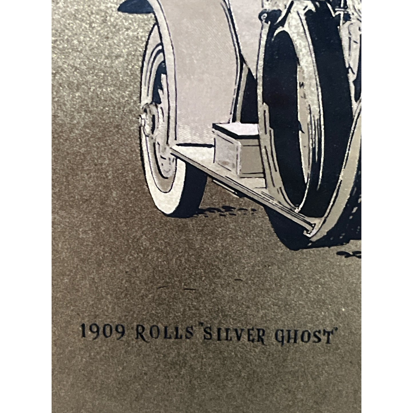1978 Lulu’s Inc. 1909 Rolls-Royce “Silver Ghost” Framed Metallic Art Print – Gold Foil Shine – Made in USA