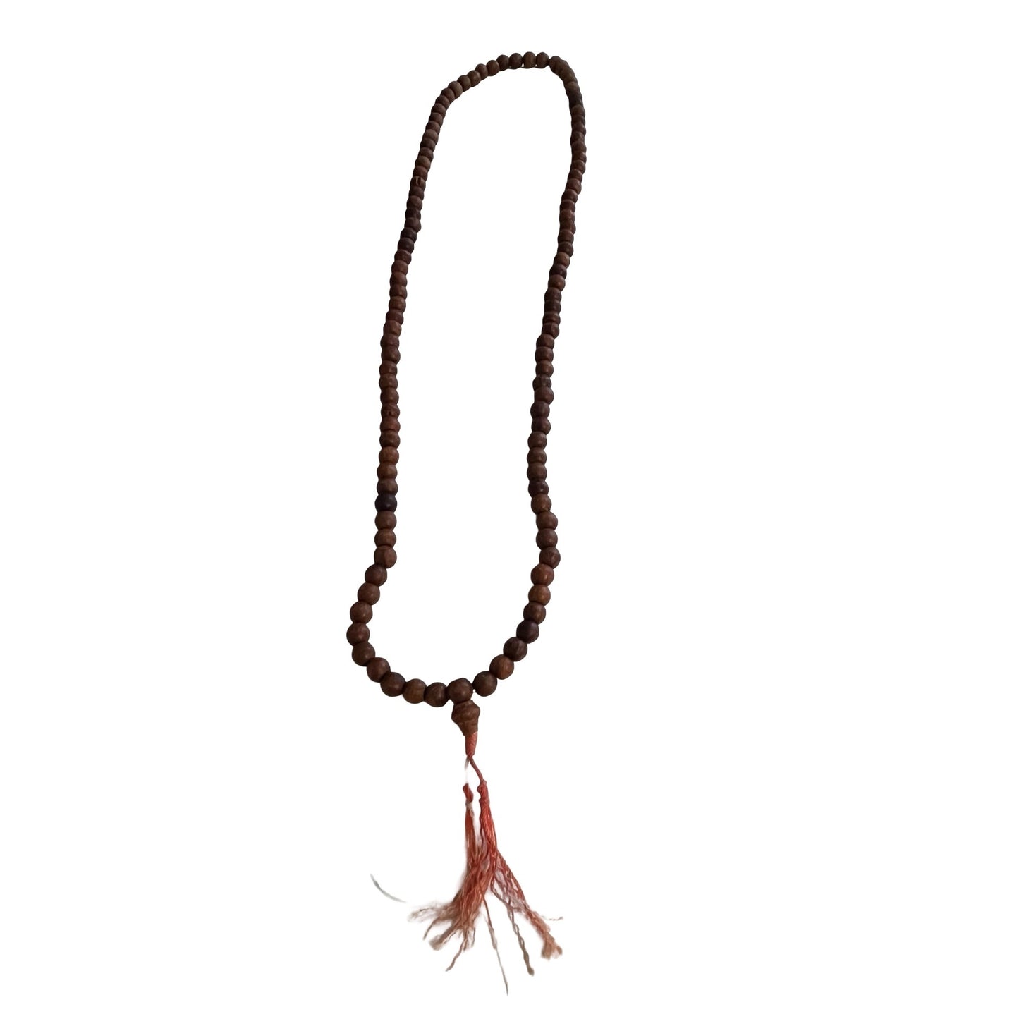 Brown Wooden Bead Necklace 30 Inch Strand Tassel Boho Minimalist