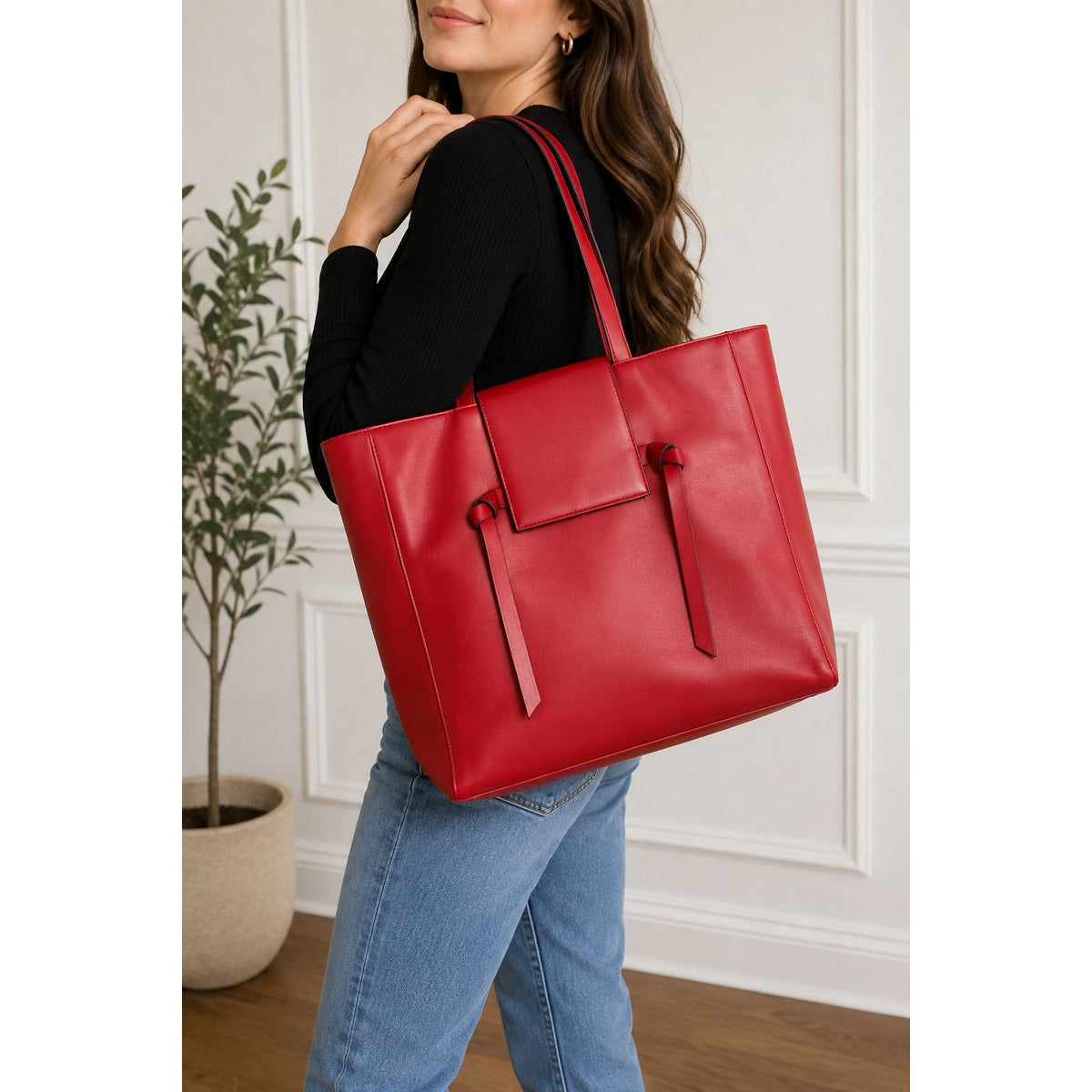 Elizabeth Arden New York Red Oversized Tote Bag Shoulder Bag 19"