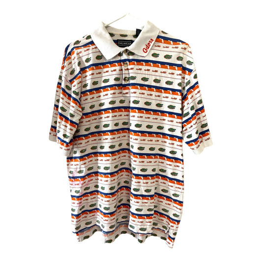 Vintage Florida Gators All Over Print Polo Shirt Chiliwear Cotton NCAA Large