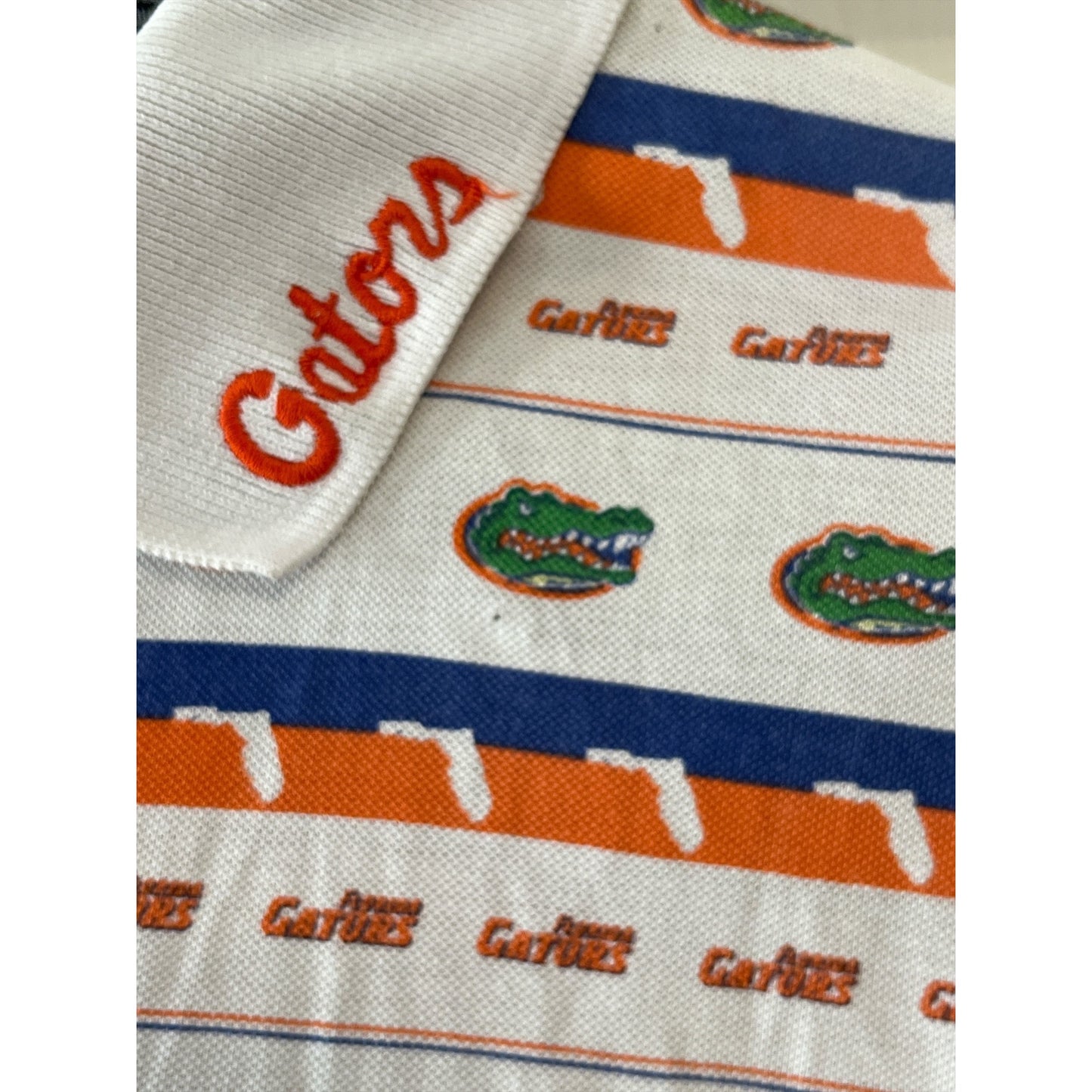 Vintage Florida Gators All Over Print Polo Shirt Chiliwear Cotton NCAA Large