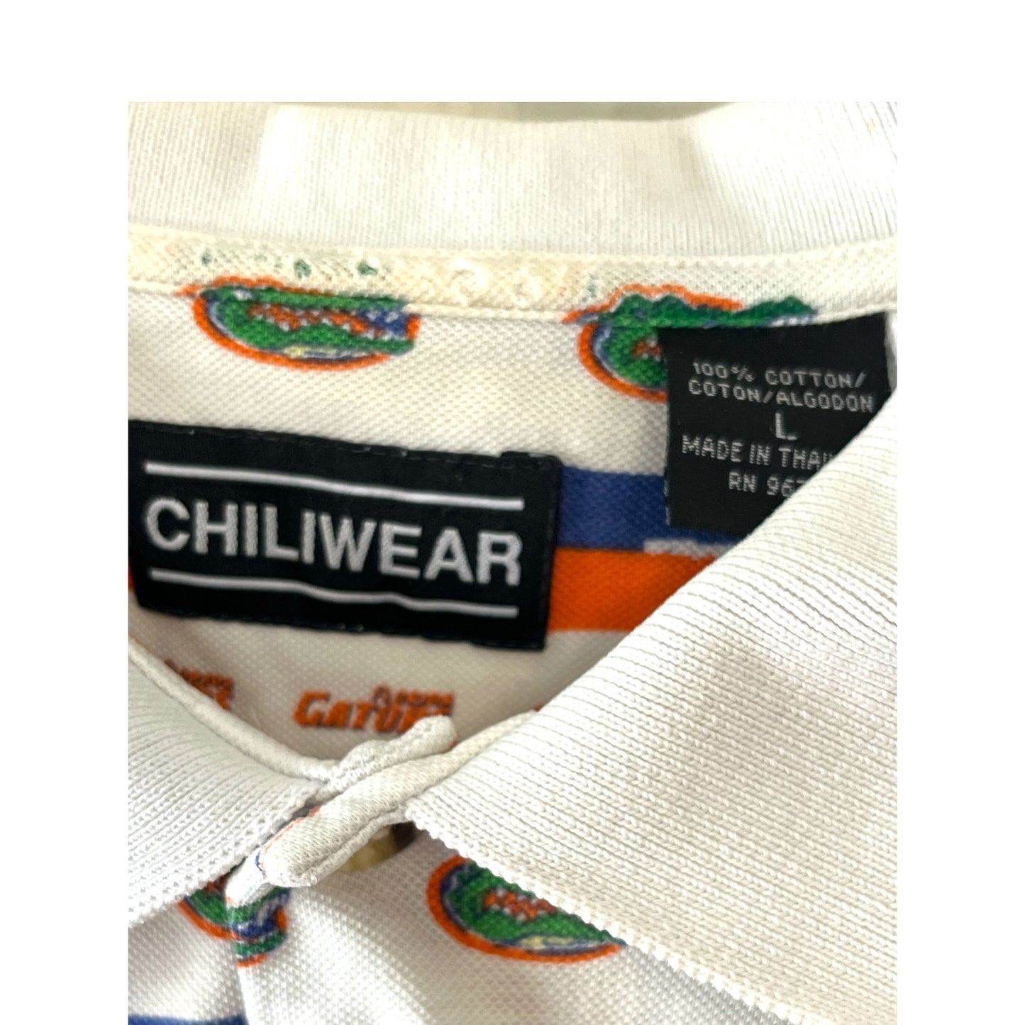 Vintage Florida Gators All Over Print Polo Shirt Chiliwear Cotton NCAA Large