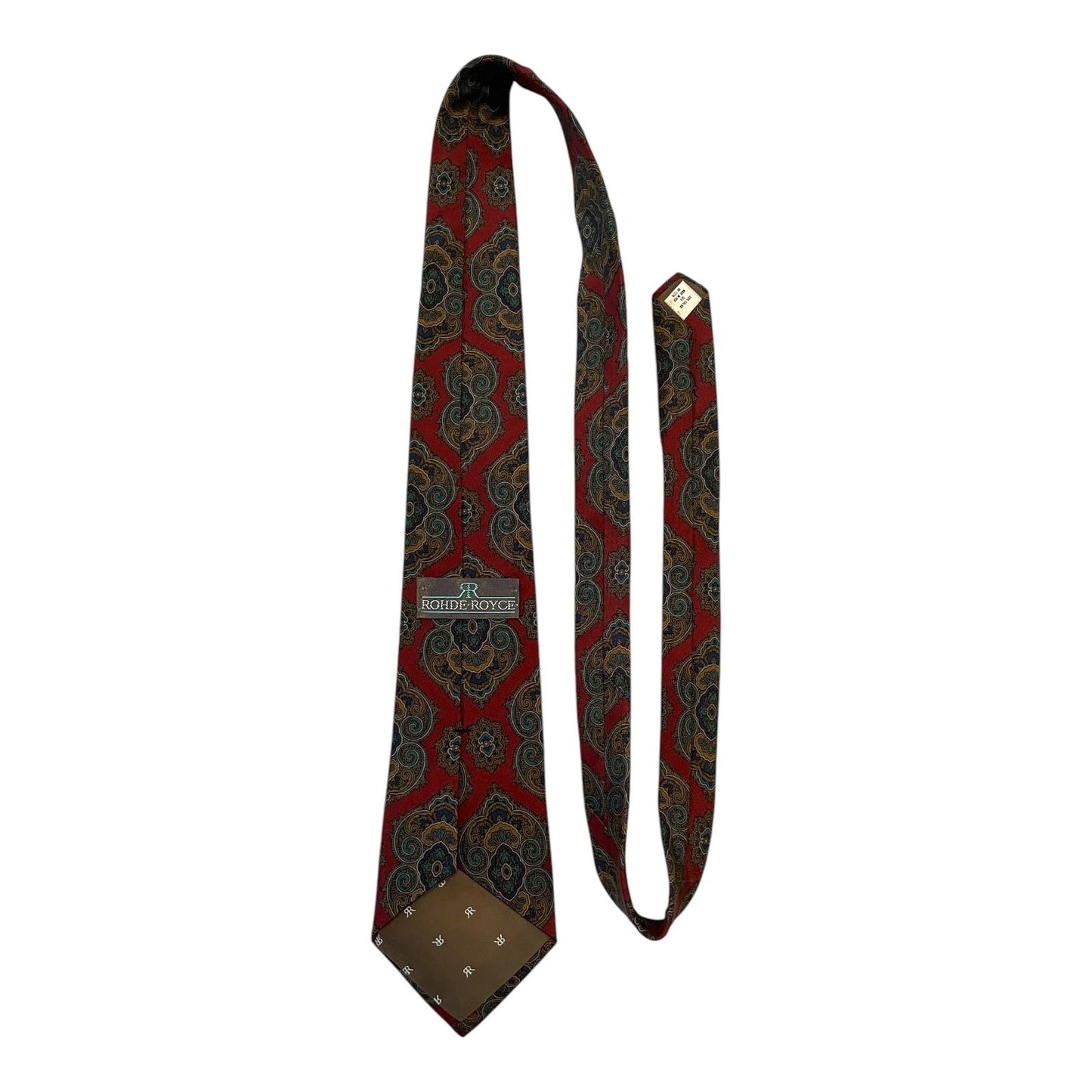 VTG Rohde Royce Paisley Silk Tie – 100% Italian Silk – Burgundy Blue Gold – 54" x 3.5" – Made in USA
