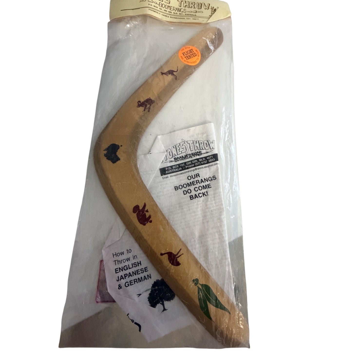 Vintage Stones Throw Boomerang Wooden Throwing Toy Australia Hawes Boomerangs
