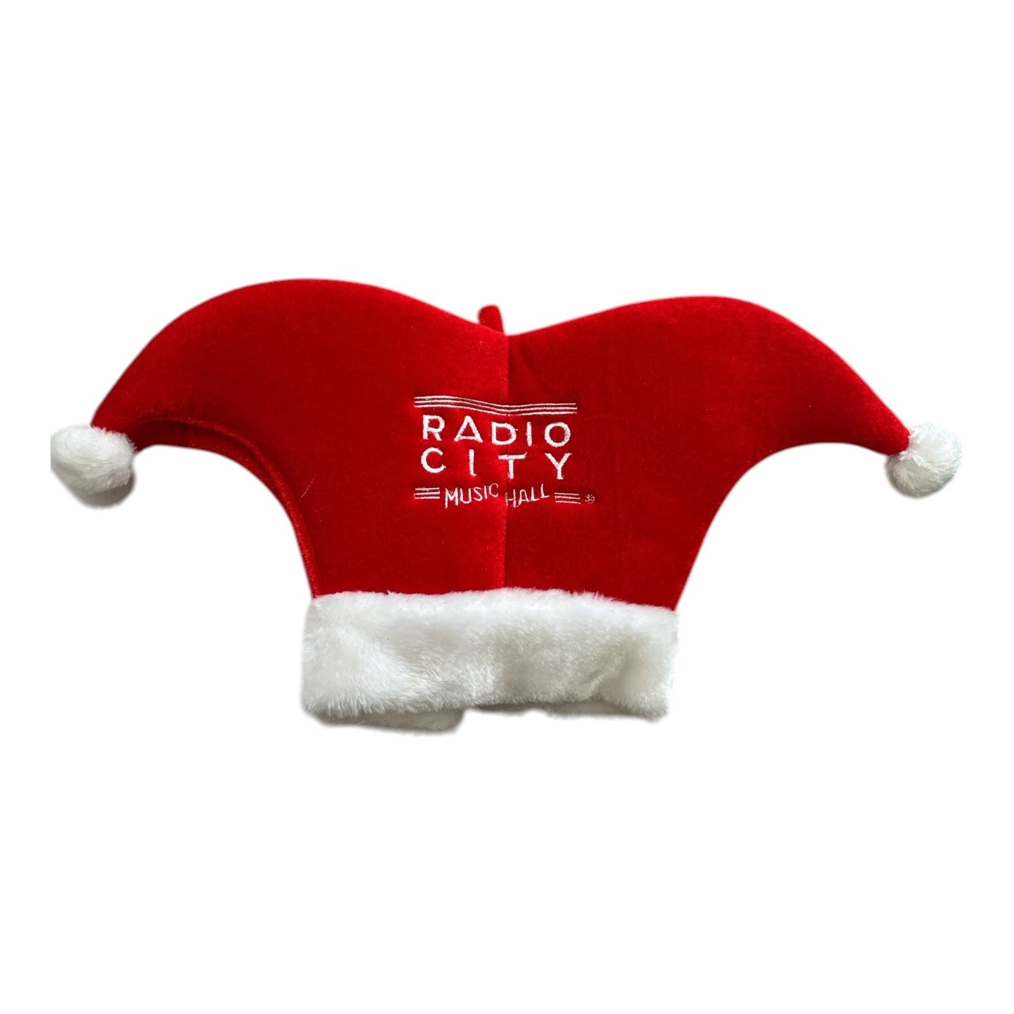 Radio City Music Hall Red Santa Hat with White Faux Fur Trim