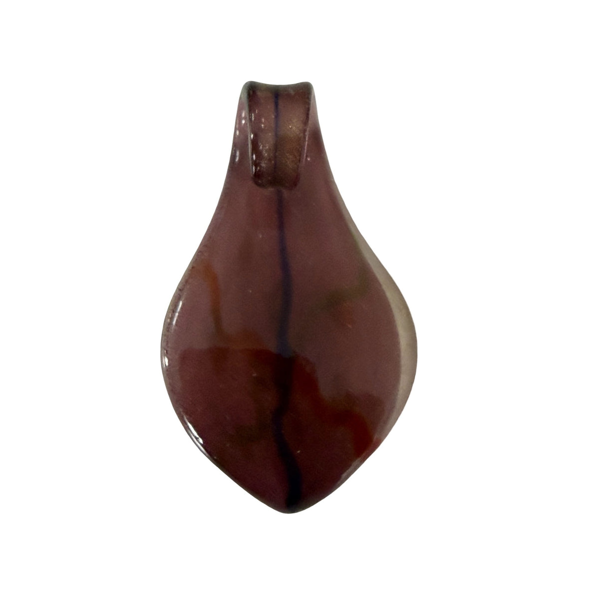 Handcrafted Art Glass Pendant Purple Gold Foil Teardrop Necklace Charm