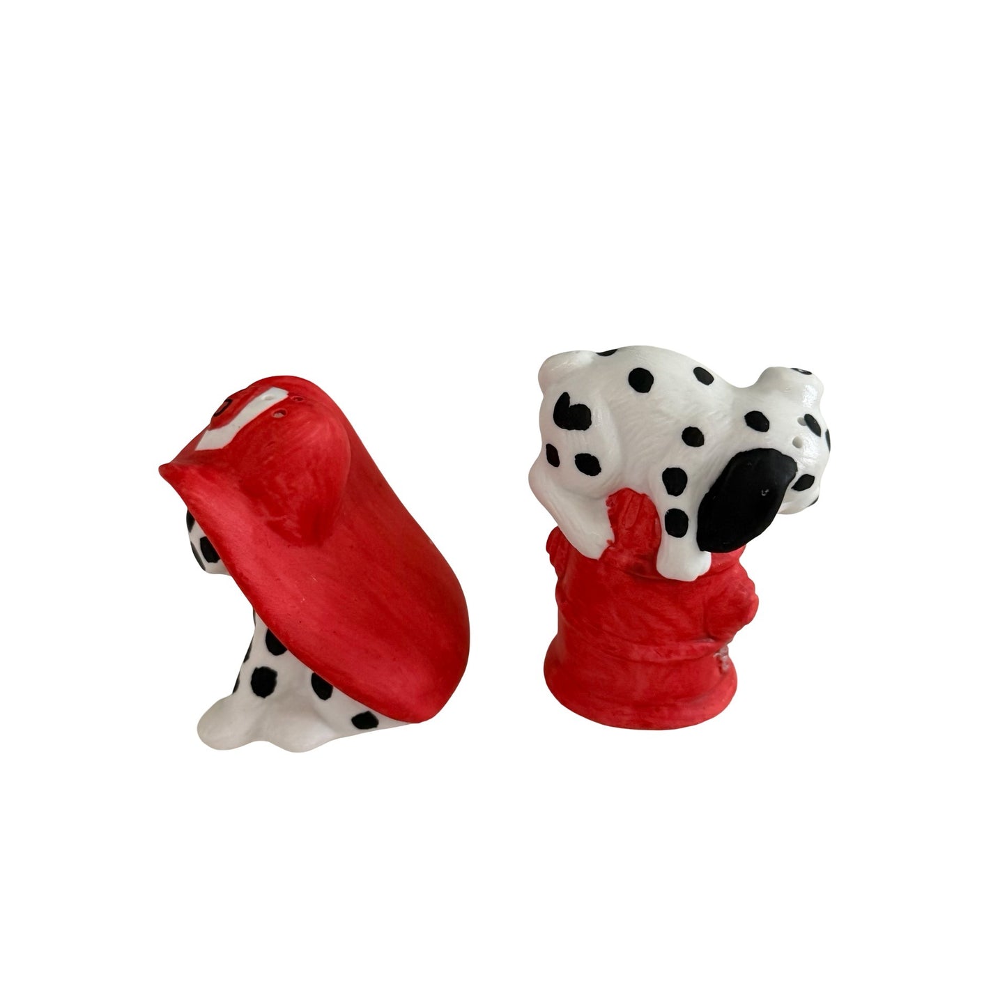 Young's Inc Vintage Hand Painted Dalmatian Dog Salt & Pepper Shakers Firefighter Theme w Box