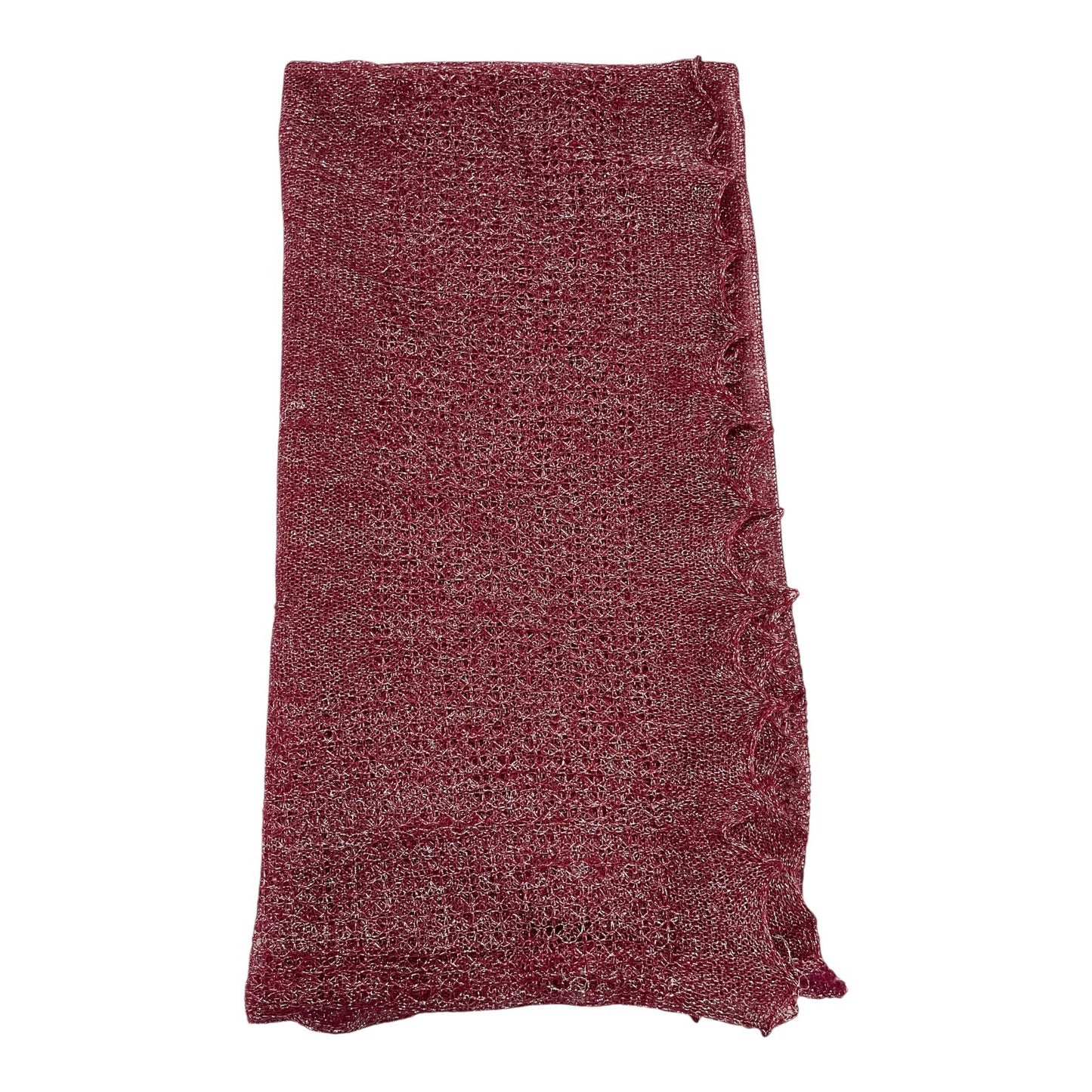 Vtg 1980s Specialty House Metallic Knit Scarf – Rose Silver Shimmer