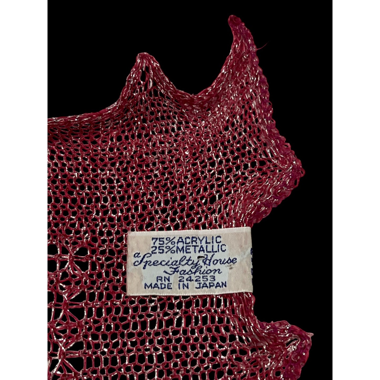 Vtg 1980s Specialty House Metallic Knit Scarf – Rose Silver Shimmer