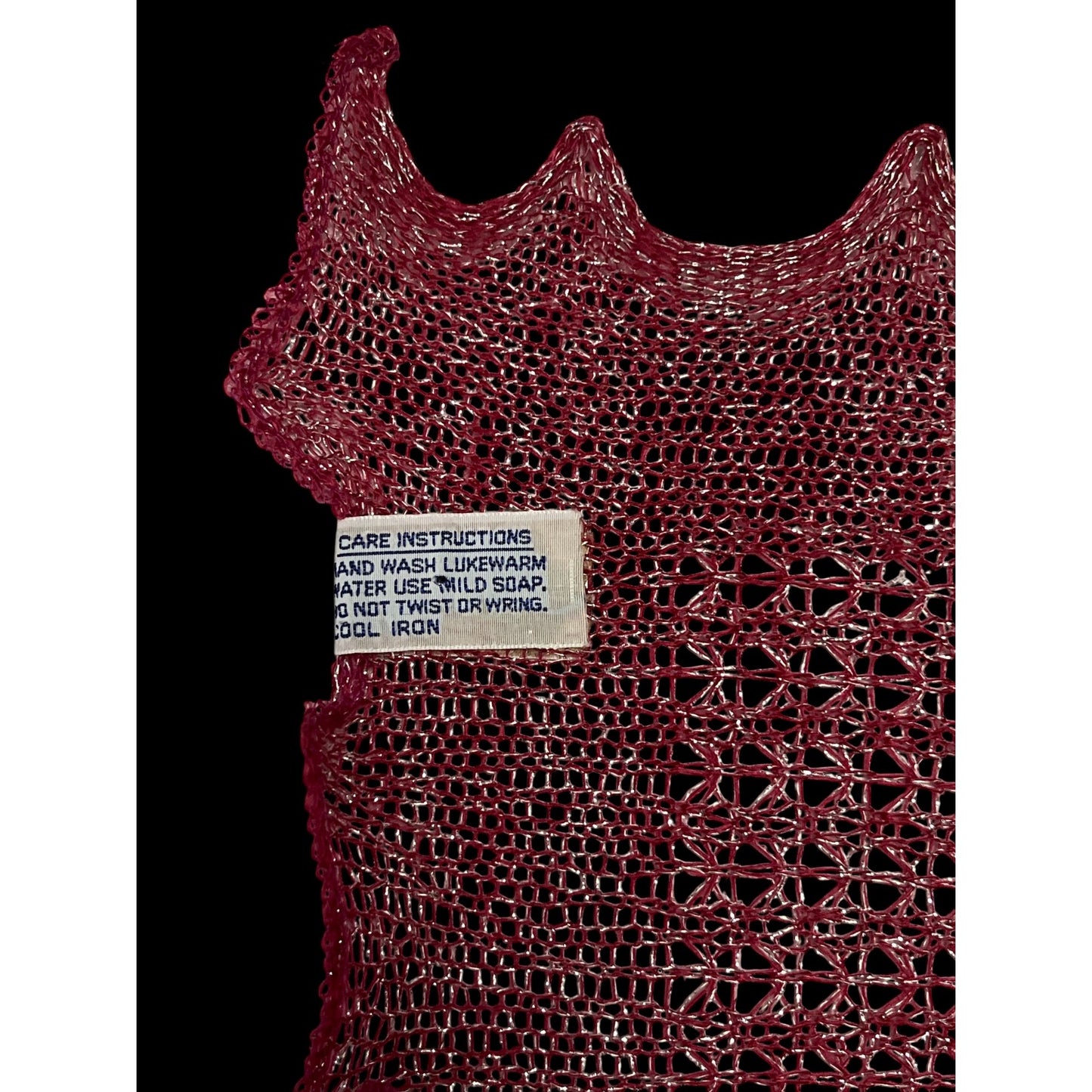 Vtg 1980s Specialty House Metallic Knit Scarf – Rose Silver Shimmer