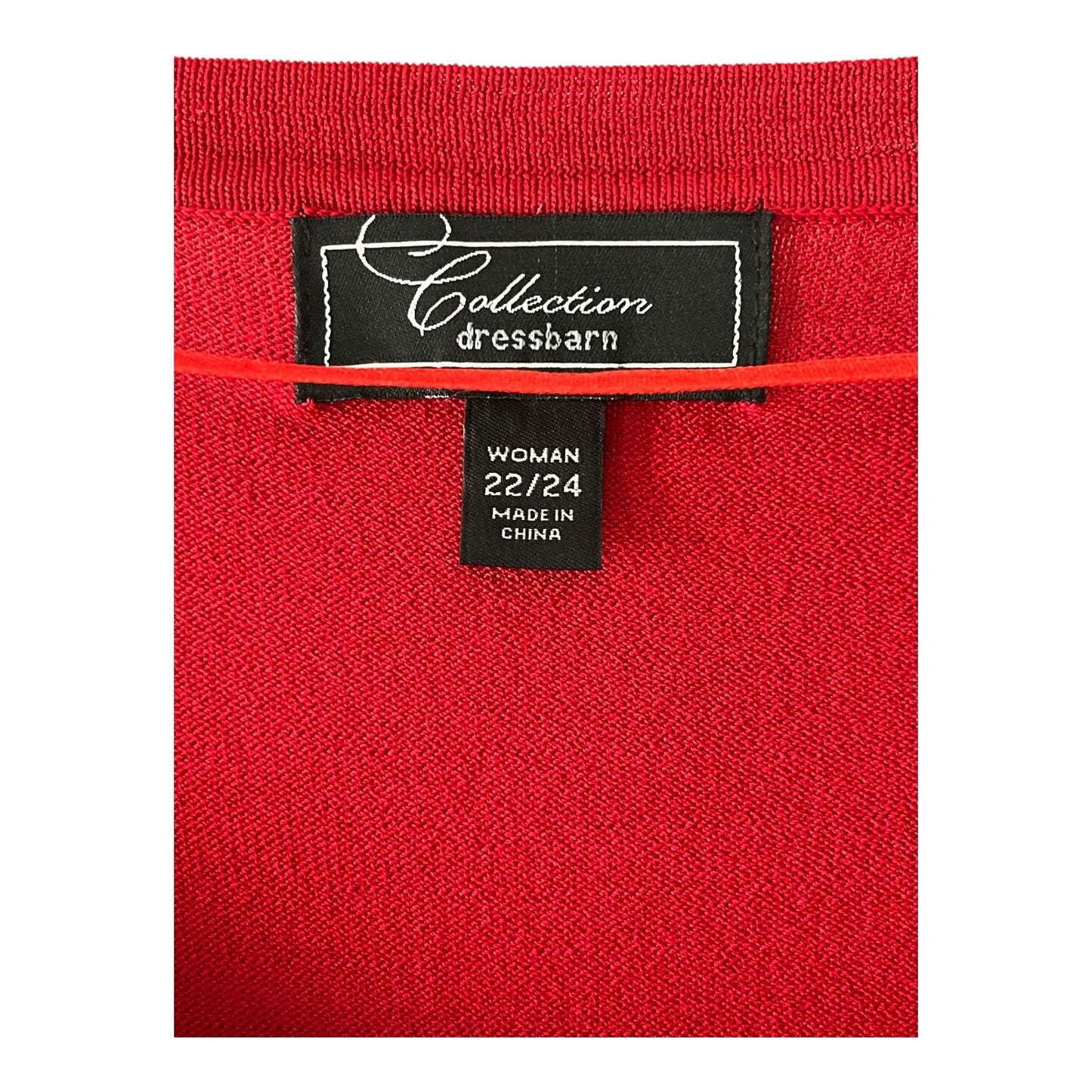 Dressbarn Collection Women’s 22/24 Red Cropped Cardigan with Black Floral Appliqué NWT