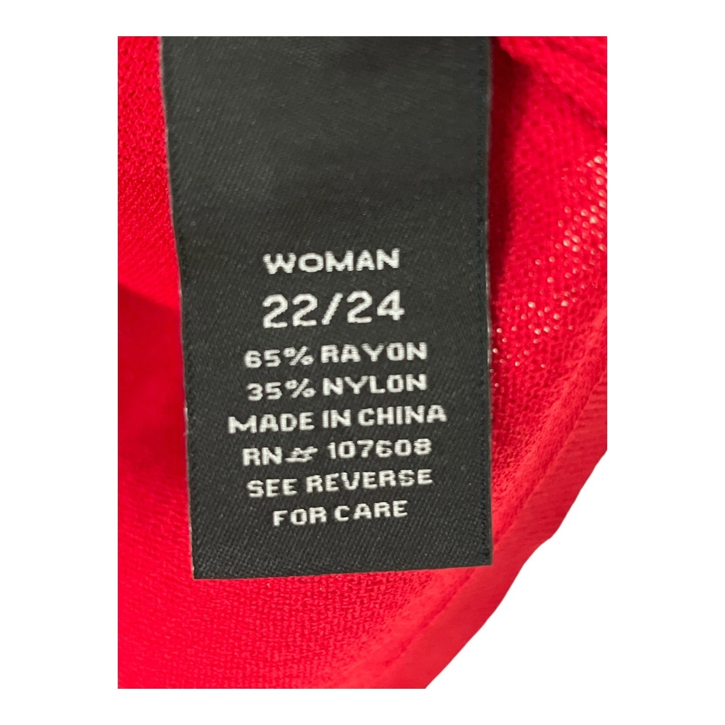 Dressbarn Collection Women’s 22/24 Red Cropped Cardigan with Black Floral Appliqué NWT