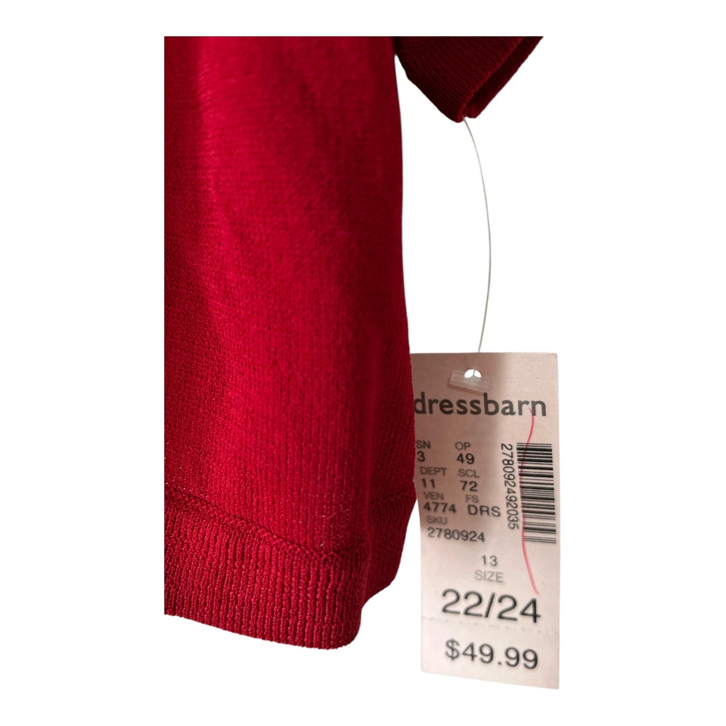 Dressbarn Collection Women’s 22/24 Red Cropped Cardigan with Black Floral Appliqué NWT