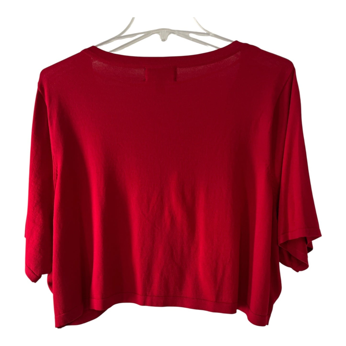 Dressbarn Collection Women’s 22/24 Red Cropped Cardigan with Black Floral Appliqué NWT
