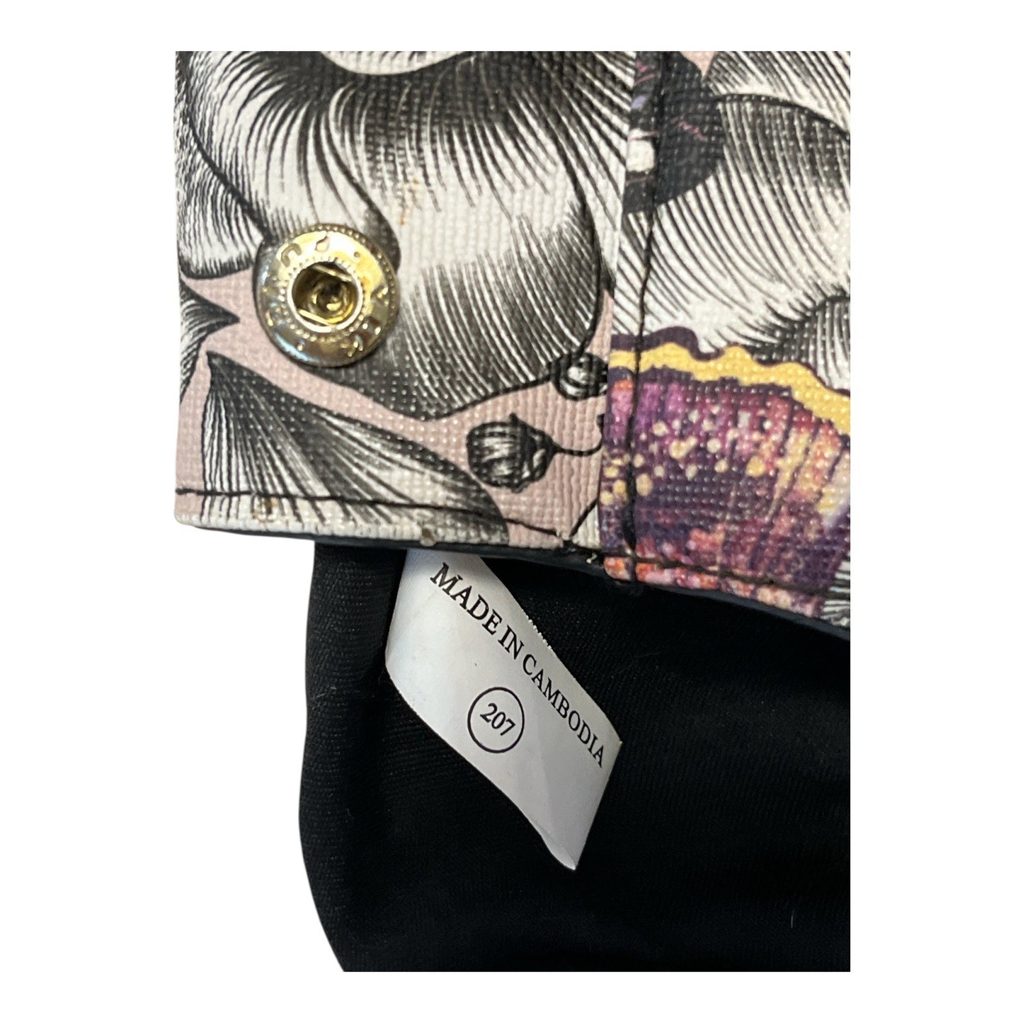 Bueno Butterfly Floral Satchel Handbag with Crossbody Strap | Pink Black Gold | 12x9x6"