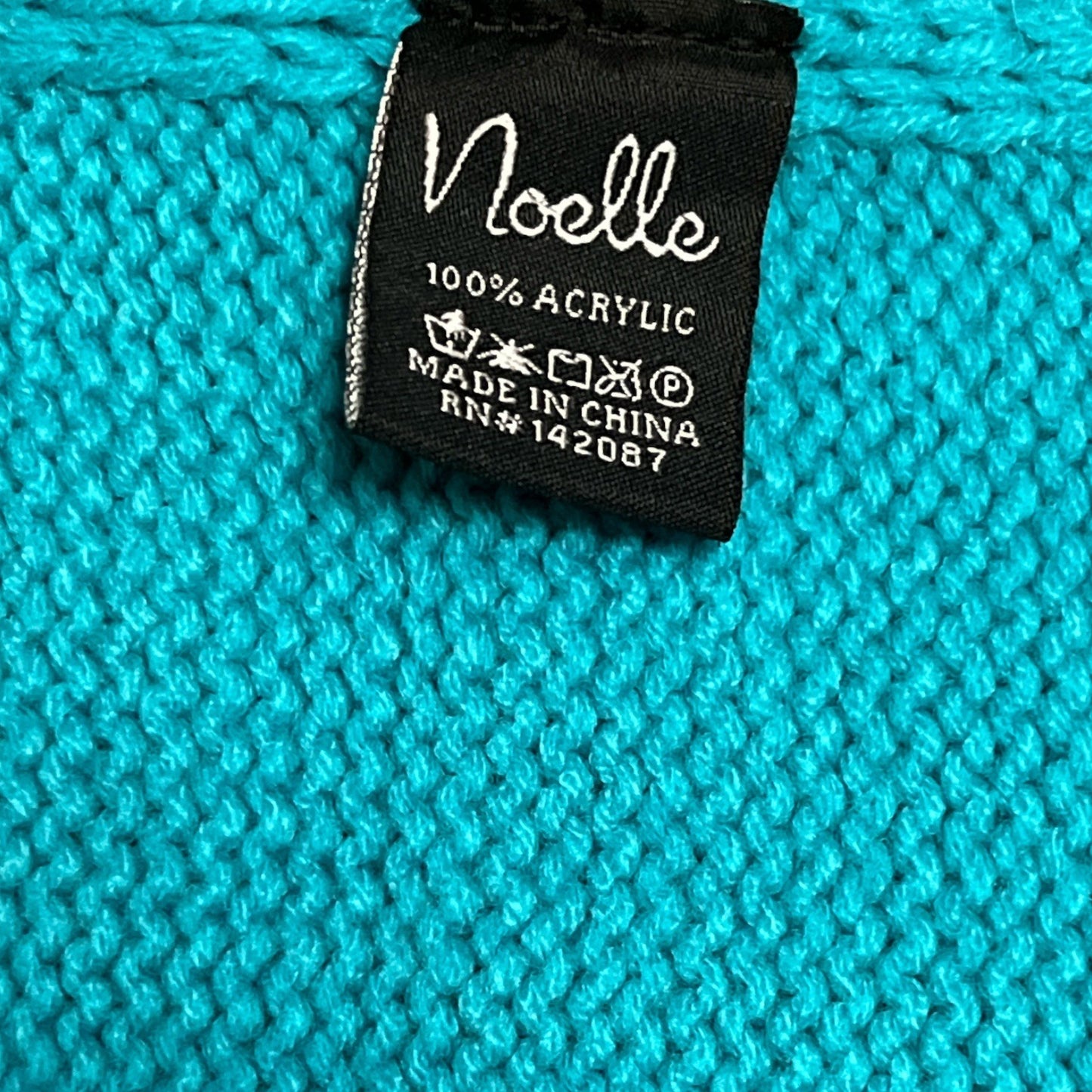 Noelle Turquoise Knit Wrap Shawl with Large Buttons 100% Acrylic
