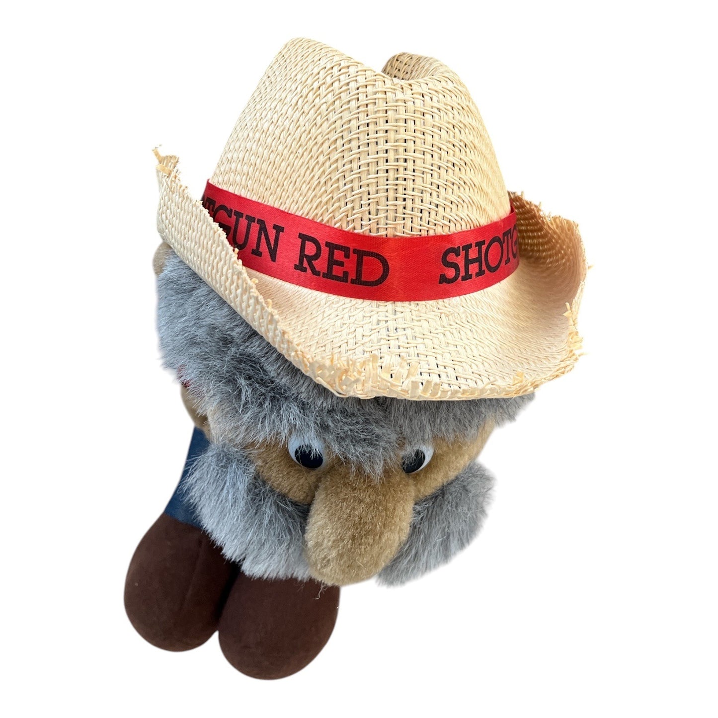 Vintage ShoGun Red Plush Hillbilly Grandpa Doll with Straw Hat 16”