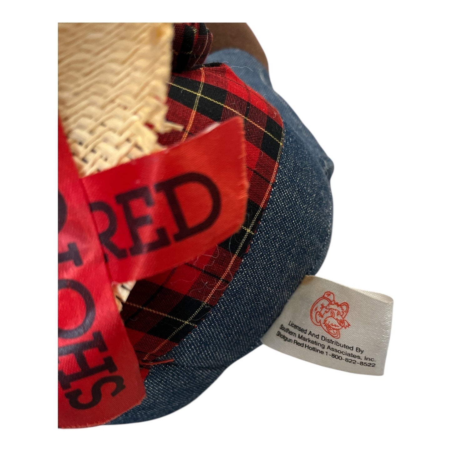 Vintage ShoGun Red Plush Hillbilly Grandpa Doll with Straw Hat 16”