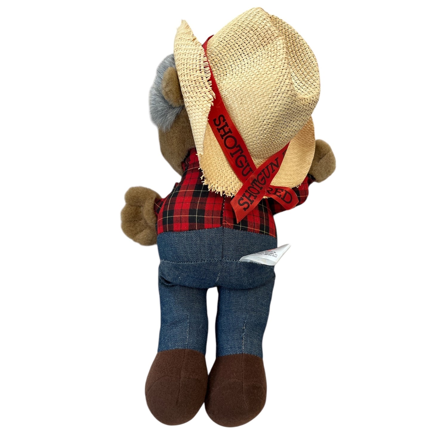 Vintage ShoGun Red Plush Hillbilly Grandpa Doll with Straw Hat 16”