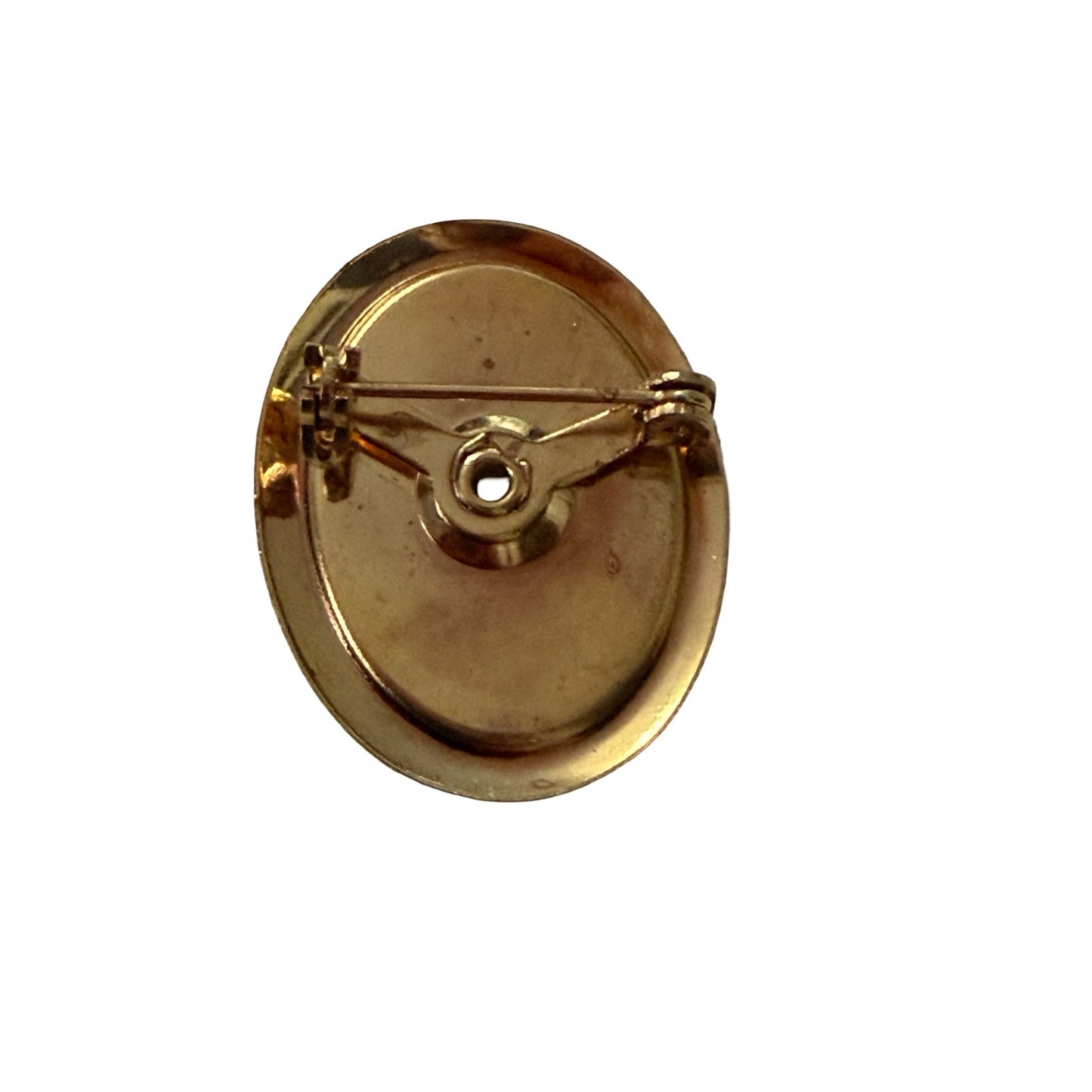Vintage Victorian Lady Portrait Cameo Brooch Gold Tone Oval Pin