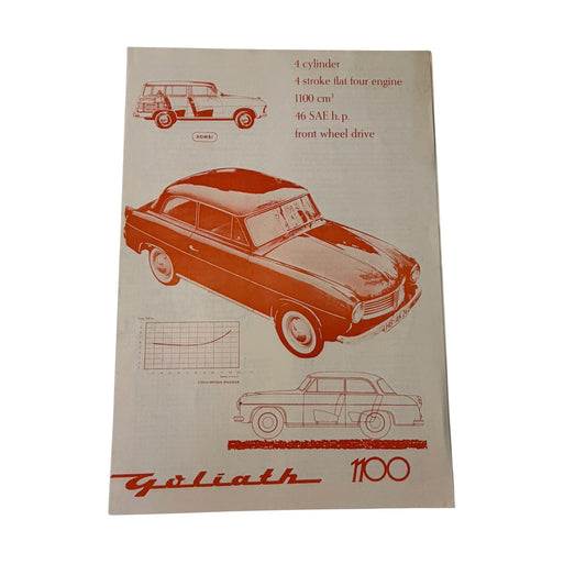 Vintage Goliath 1100 Sales Brochure Country Cars Press 1958 Dealer Catalog Sedan Wagon Kombi