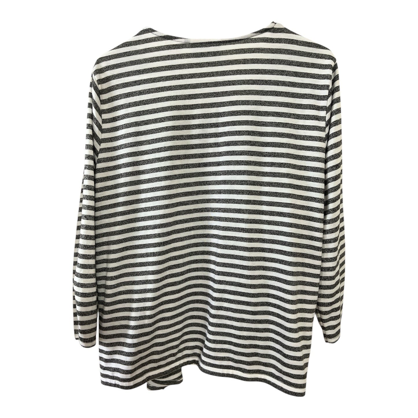 Alfred Dunner Women’s Size L Gray & White Stripe 2-Piece Top with Necklace