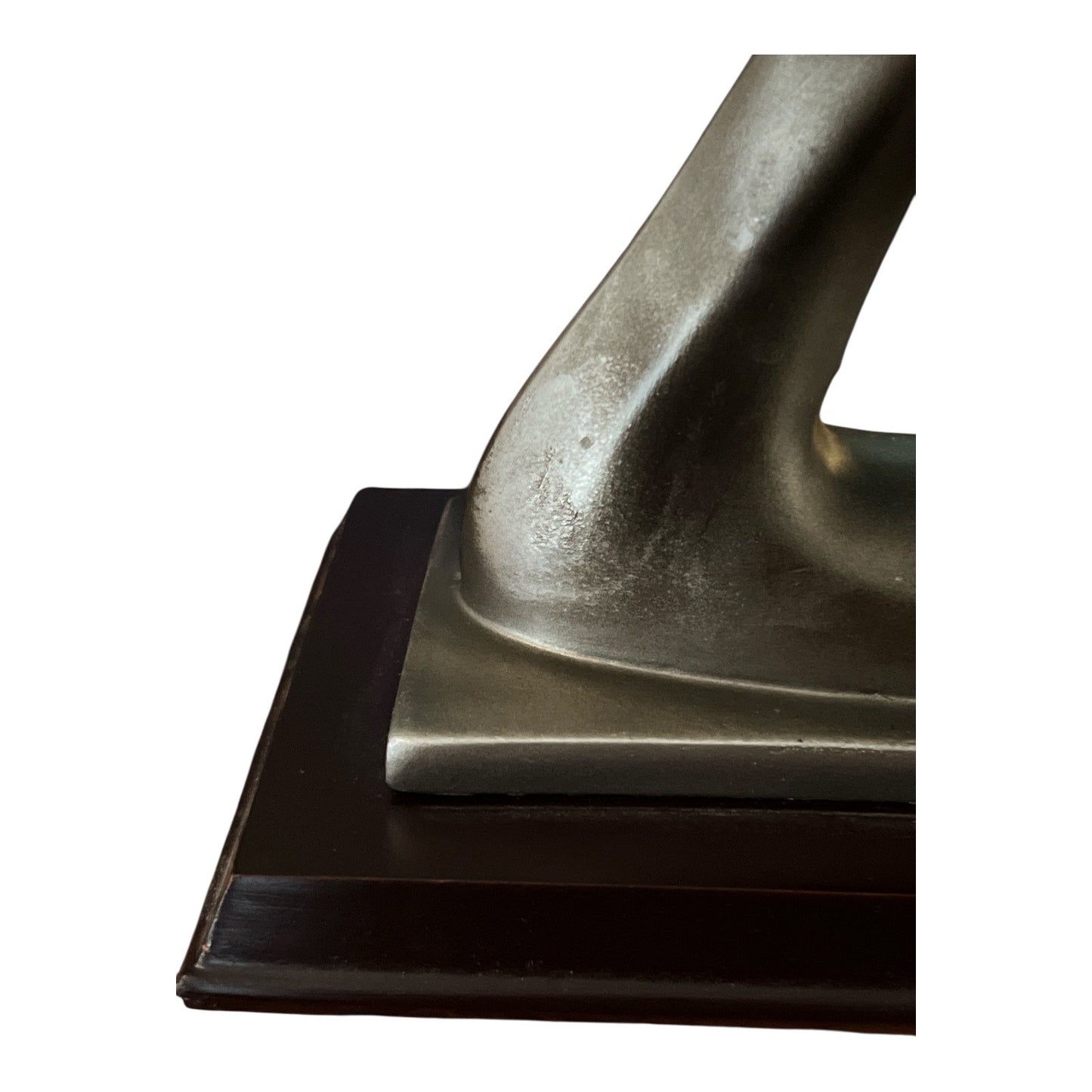 Vintage 1980s Herco Enterprises Modern Dance Sculpture – Silver Resin Couple on Wood Base