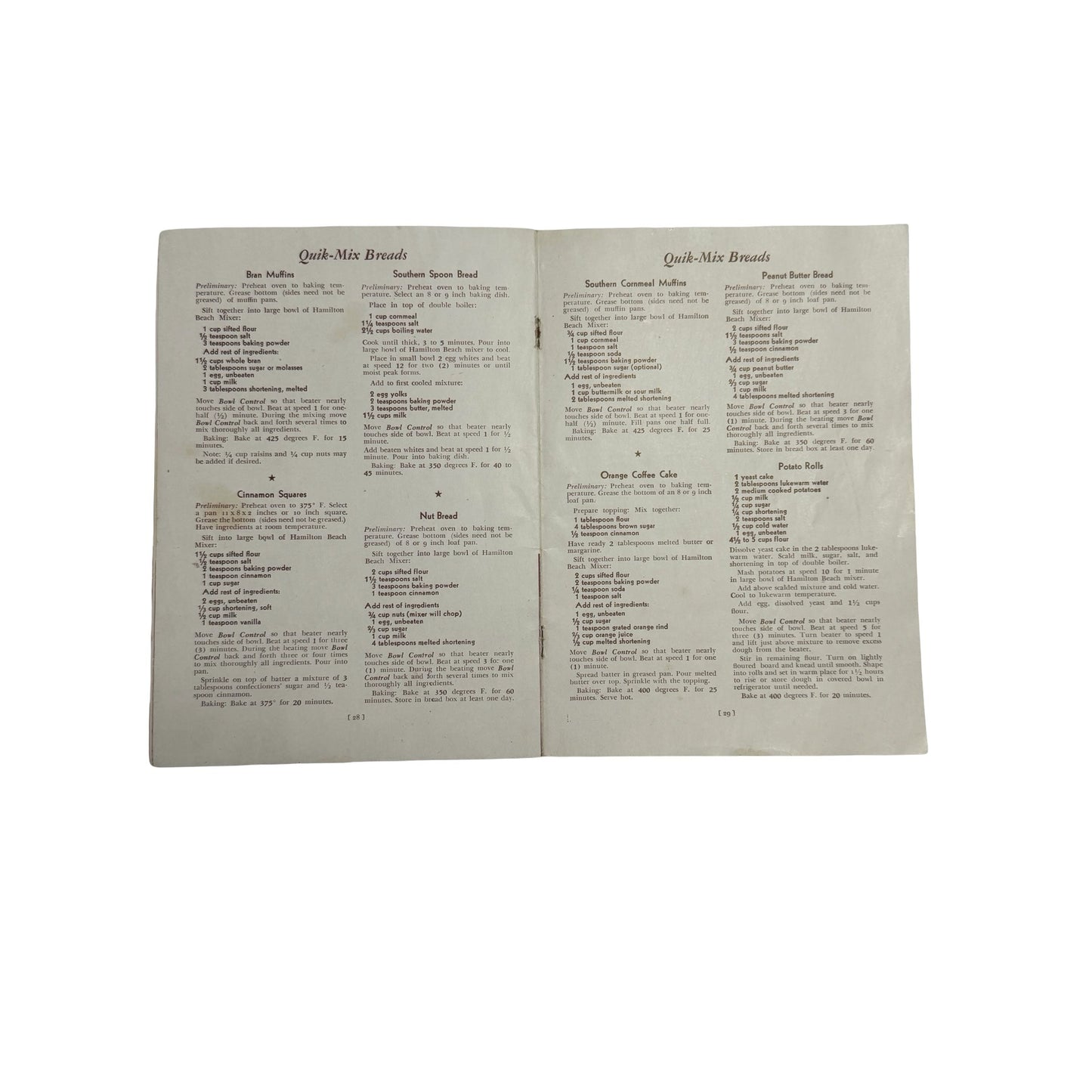 Vintage Hamilton Beach Food Mixer Instructions and Tested Recipes Booklet