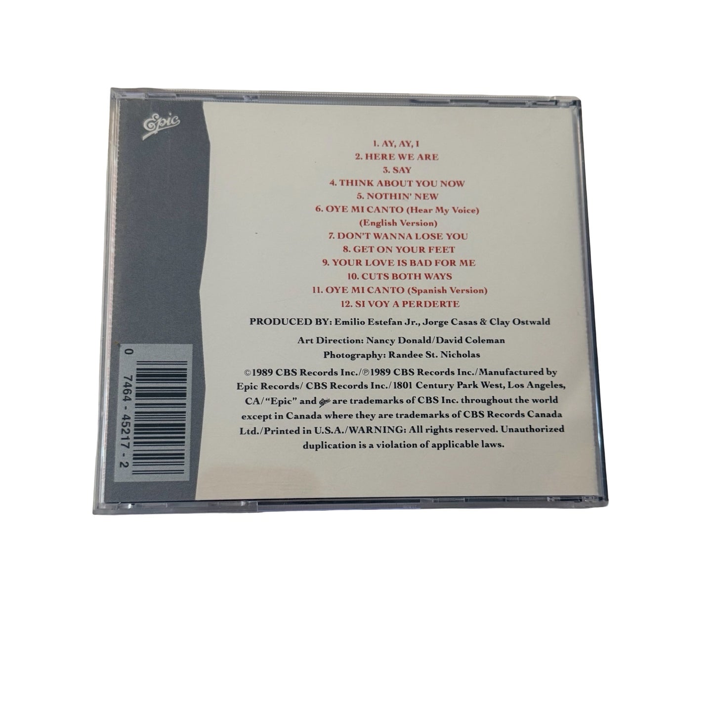 Gloria Estefan Cuts Both Ways CD 1989 Epic Records EK 45217 Complete Tested