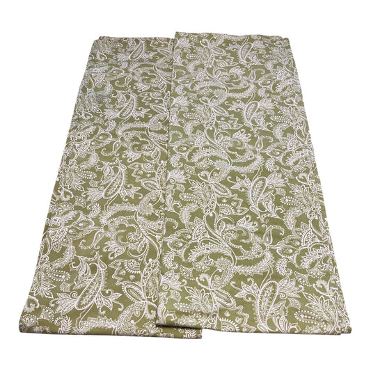 Ridgefield Home 100% Cotton Curtain Panels – Green & White Paisley Print – 80” x 60” – Set of 2