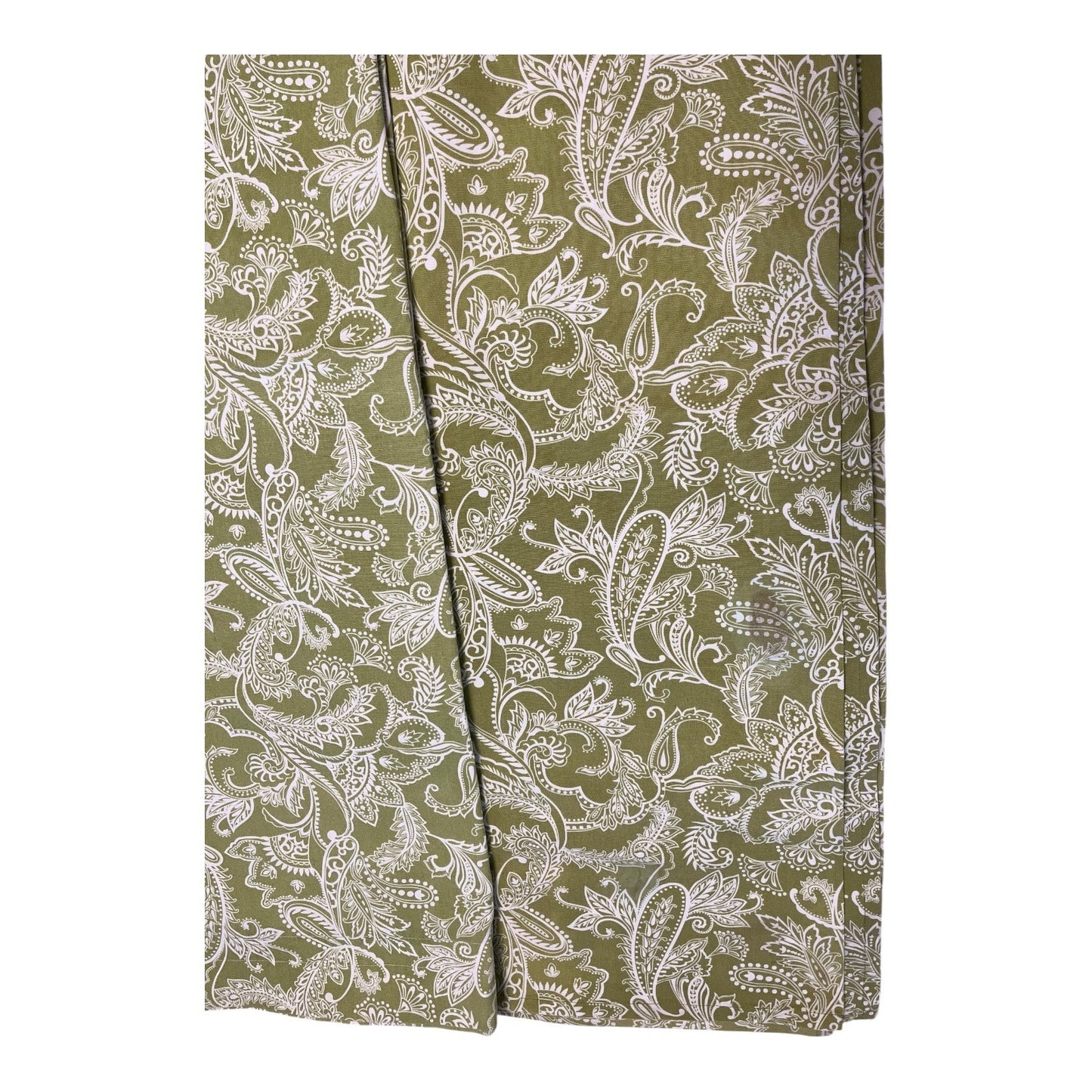 Ridgefield Home 100% Cotton Curtain Panels – Green & White Paisley Print – 80” x 60” – Set of 2