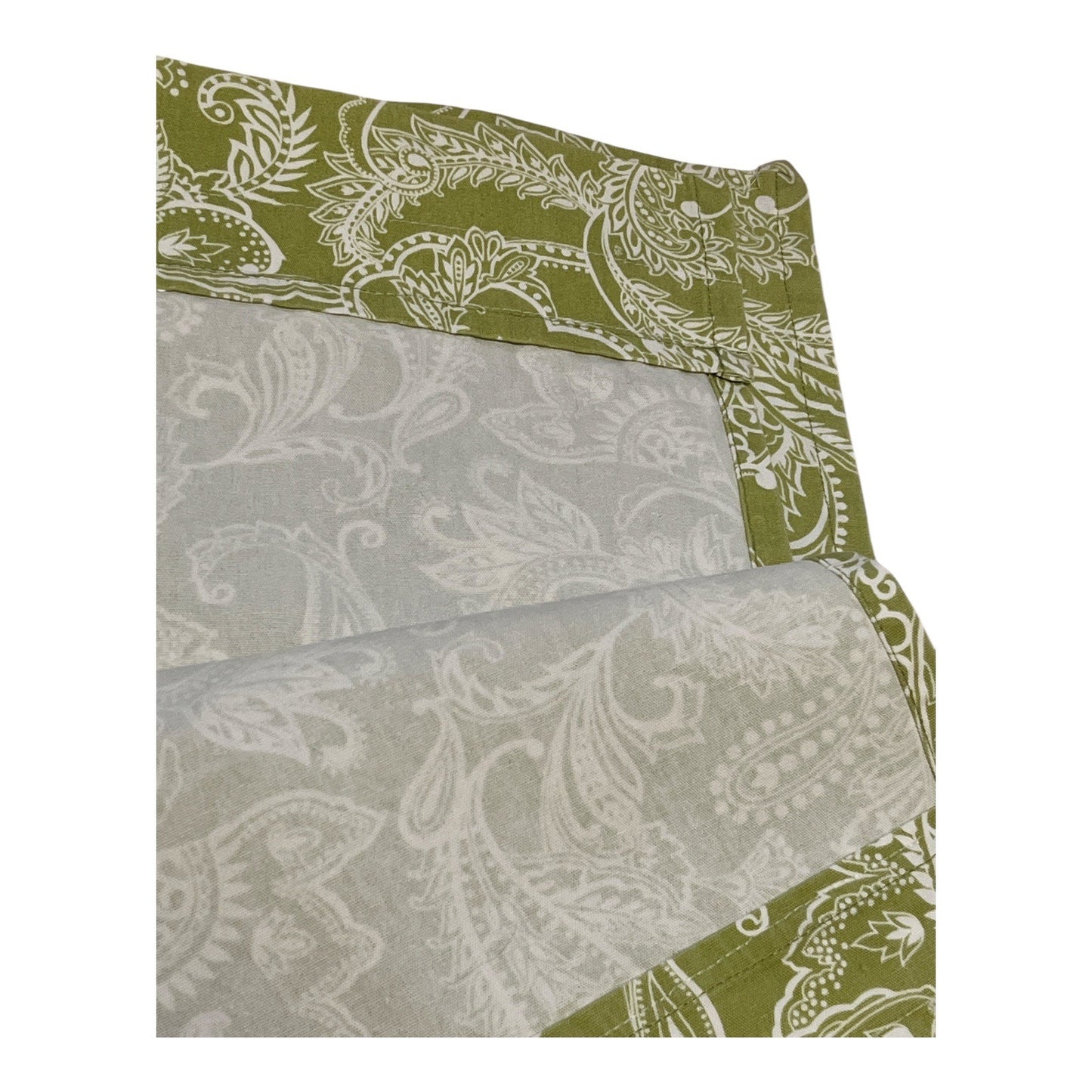 Ridgefield Home 100% Cotton Curtain Panels – Green & White Paisley Print – 80” x 60” – Set of 2