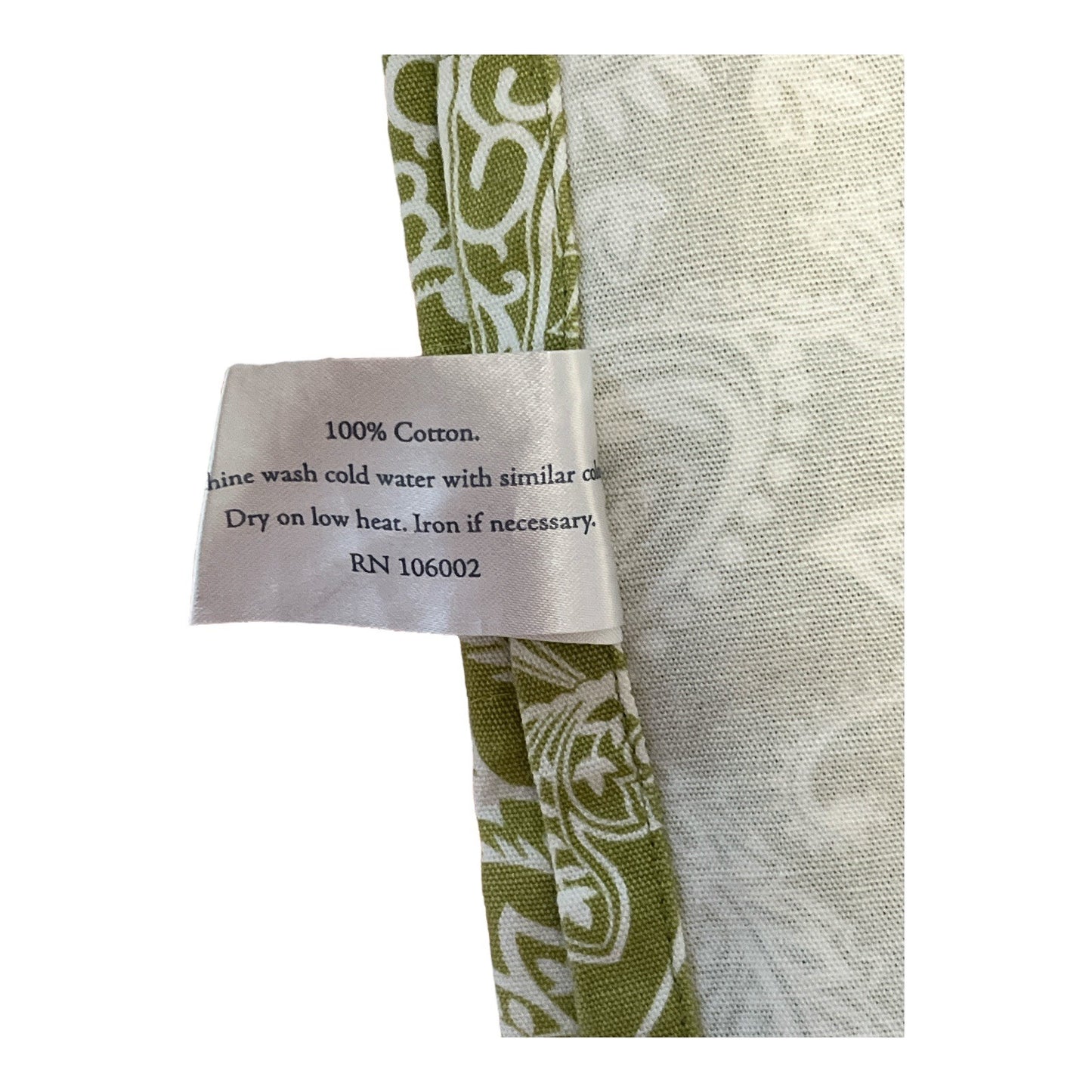 Ridgefield Home 100% Cotton Curtain Panels – Green & White Paisley Print – 80” x 60” – Set of 2
