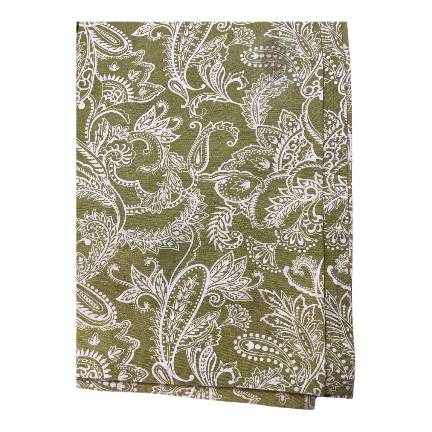 Ridgefield Home 100% Cotton Curtain Panels – Green & White Paisley Print – 80” x 60” – Set of 2