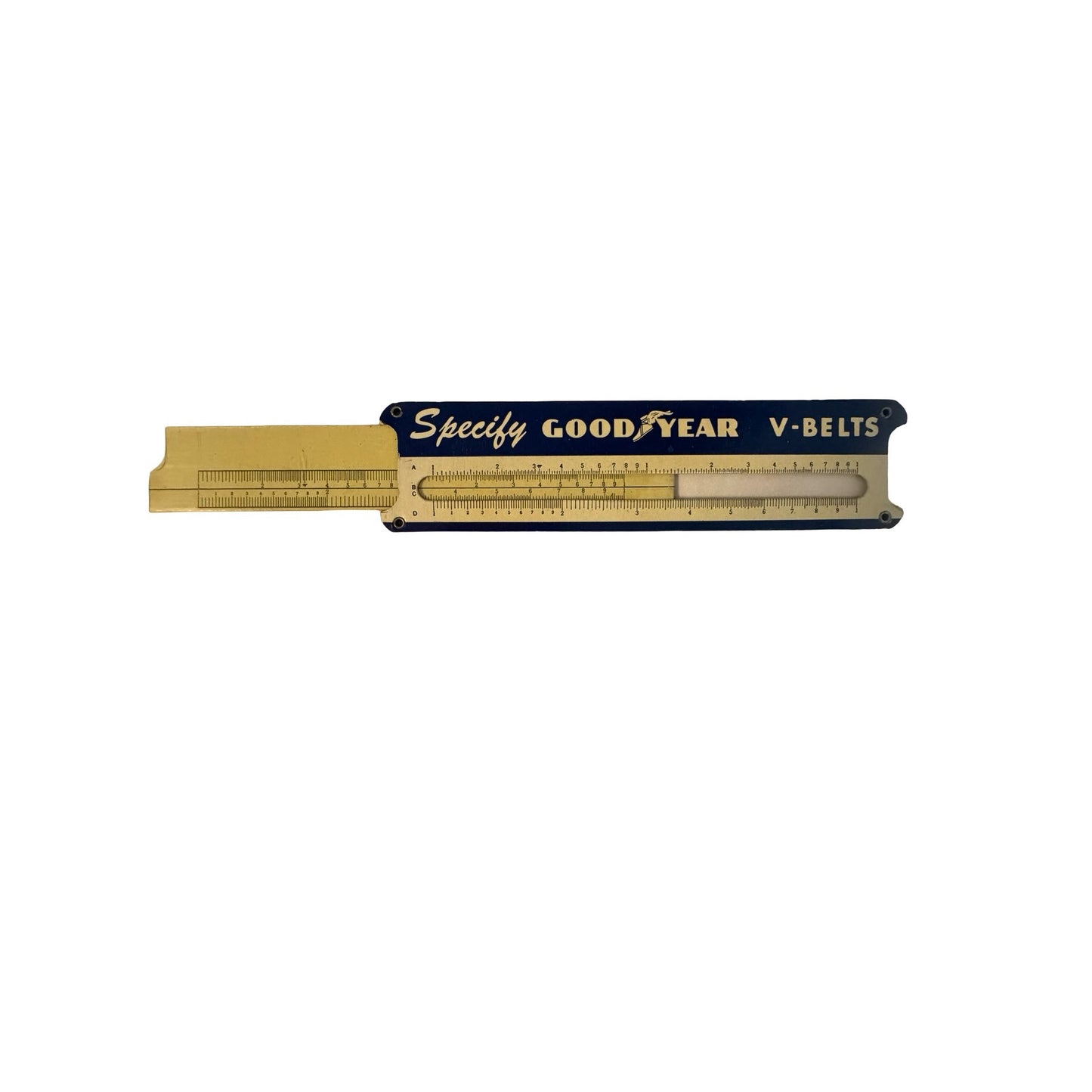 Vintage Goodyear V-Belt Measuring Gauge Tool Slide Rule Belt Size Finder Akron Ohio