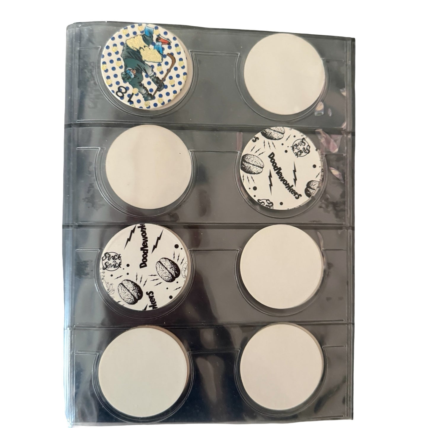 Vintage CAP Album Milk Caps Pogs Portfolio Binder with 29 Pogs 8 Pages Black