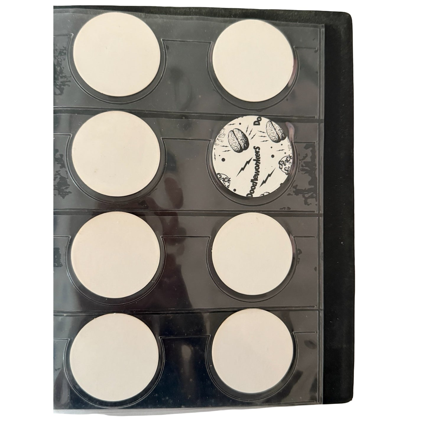 Vintage CAP Album Milk Caps Pogs Portfolio Binder with 29 Pogs 8 Pages Black