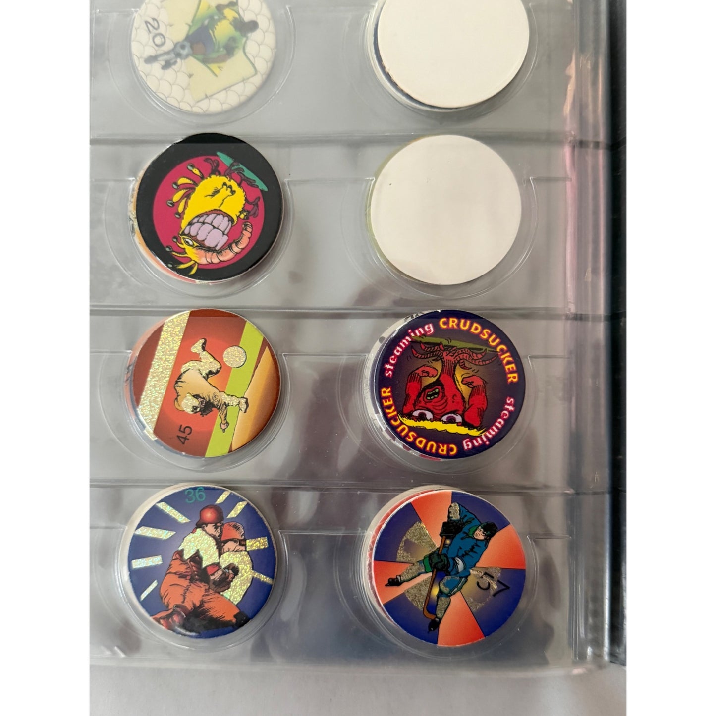 Vintage CAP Album Milk Caps Pogs Portfolio Binder with 29 Pogs 8 Pages Black
