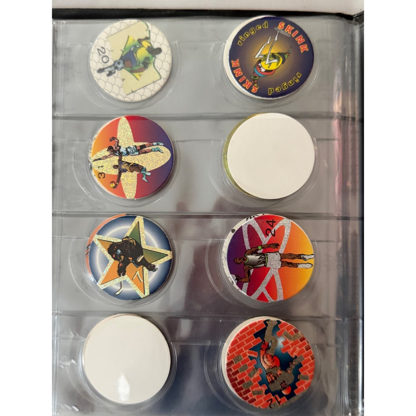 Vintage CAP Album Milk Caps Pogs Portfolio Binder with 29 Pogs 8 Pages Black