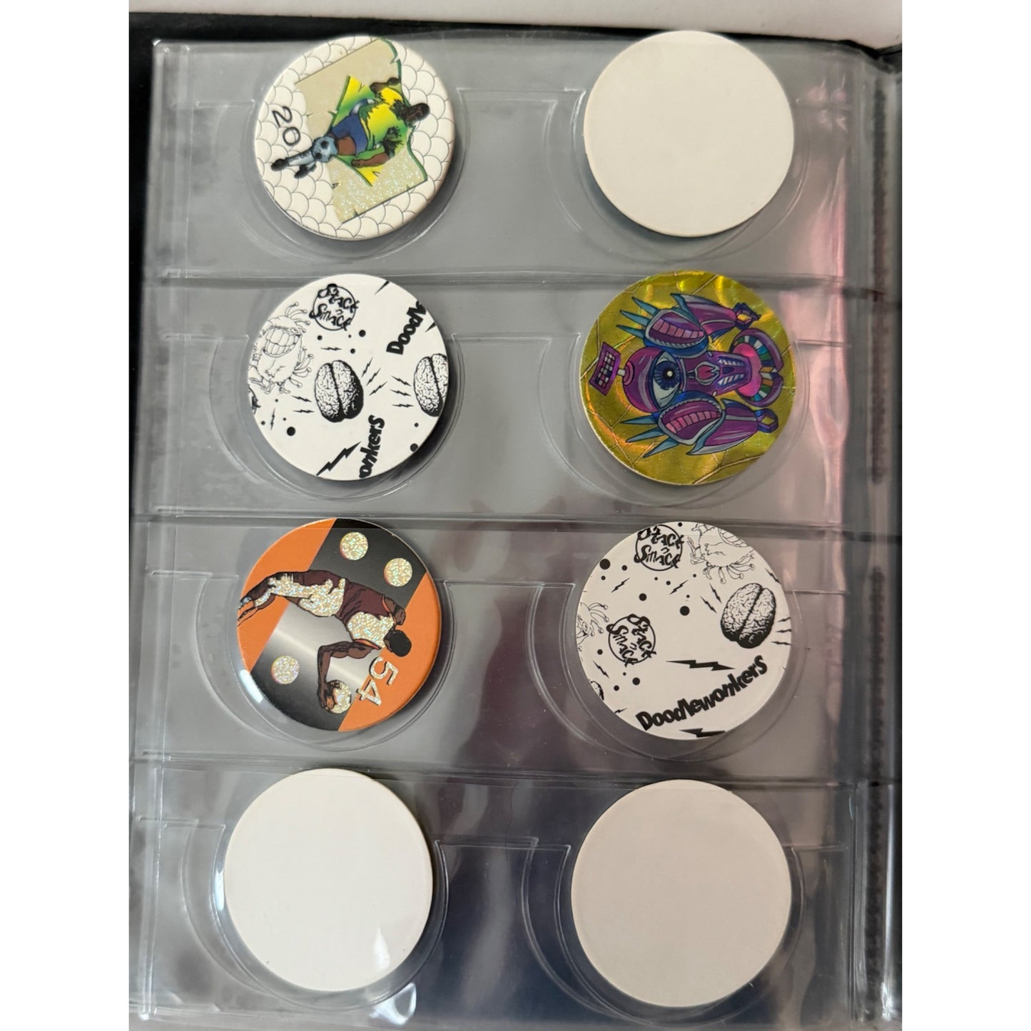Vintage CAP Album Milk Caps Pogs Portfolio Binder with 29 Pogs 8 Pages Black