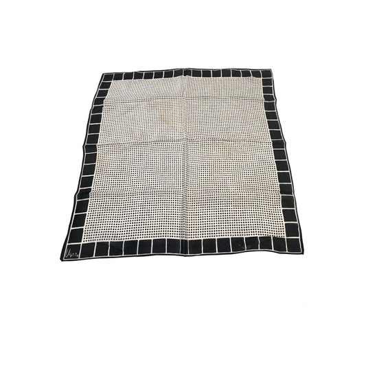 Vera Black White Geometric Grid Print Square Scarf 24" Satin Feel Neck Scarf