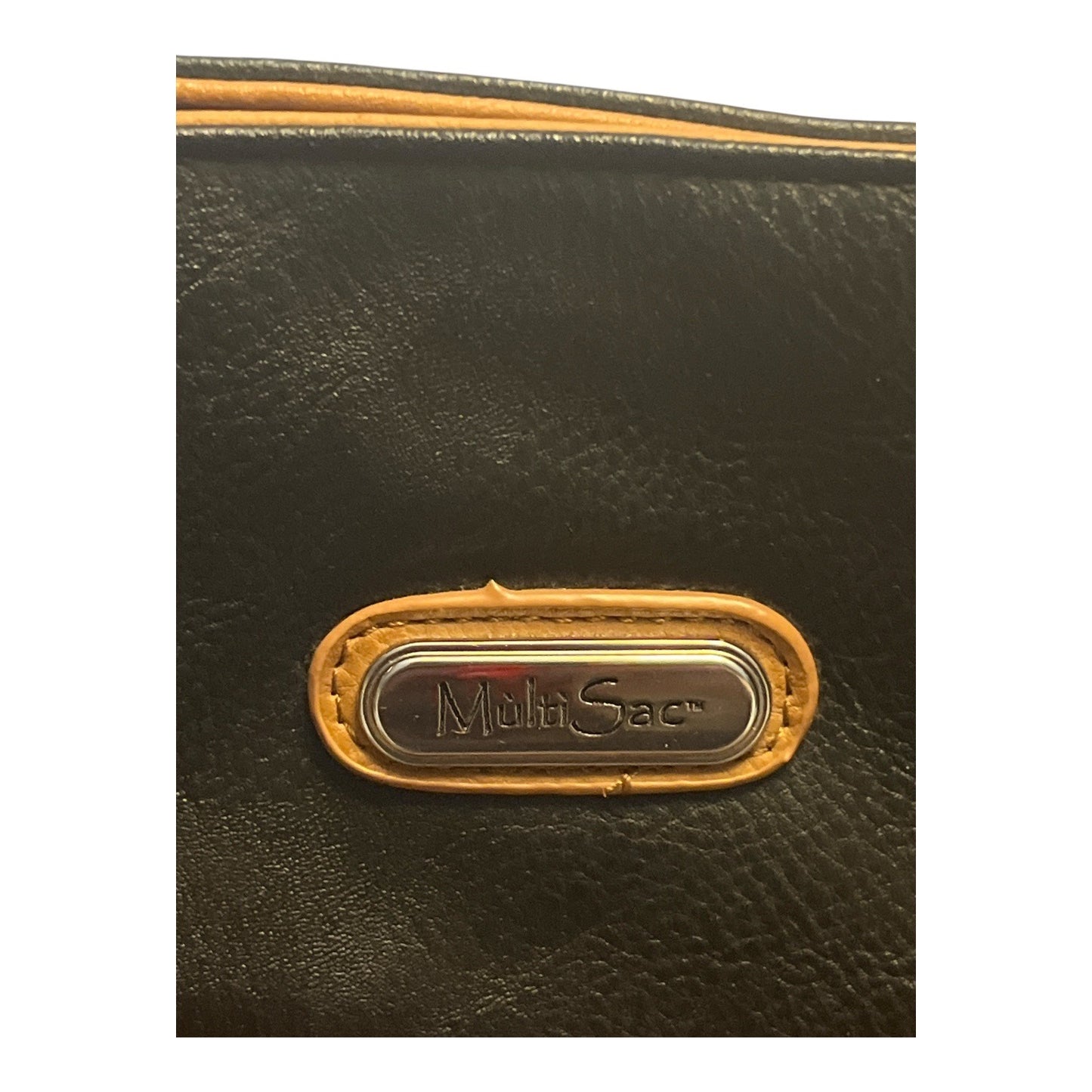 MultiSac Black & Tan Shoulder Bag – Faux Leather – Unused – 2000s – 9.5 x 15 in – 9.5” Drop