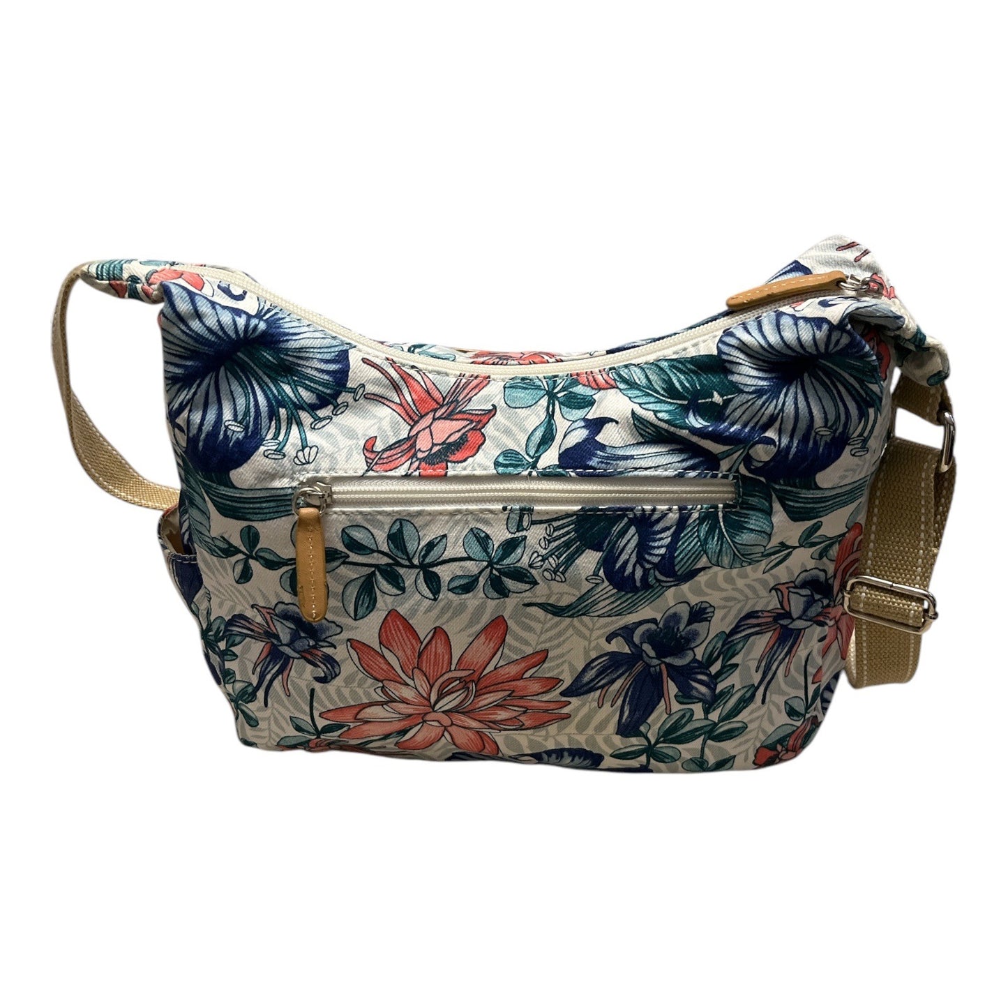 Kim Rogers Floral Crossbody Shoulder Bag Tan Strap