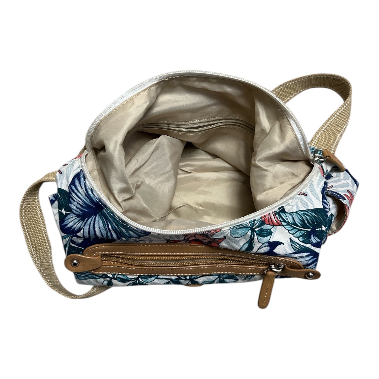 Kim Rogers Floral Crossbody Shoulder Bag Tan Strap